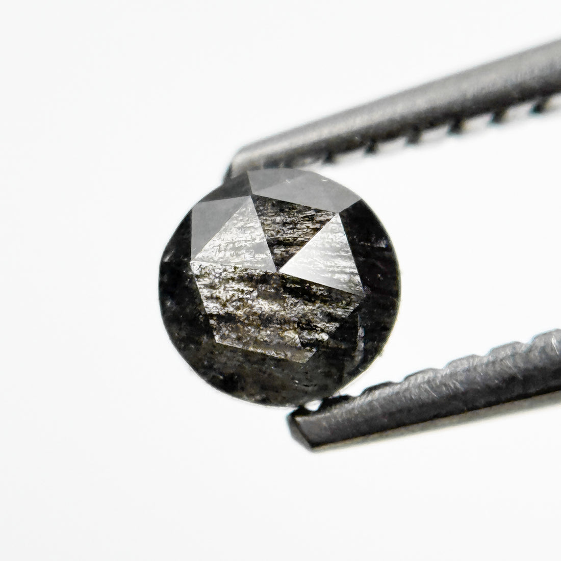 0.35 Ct Round Rose Cut Grey Natural Salt and Pepper Diamond