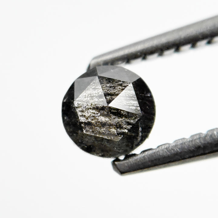 0.35 Ct Round Rose Cut Grey Natural Salt and Pepper Diamond