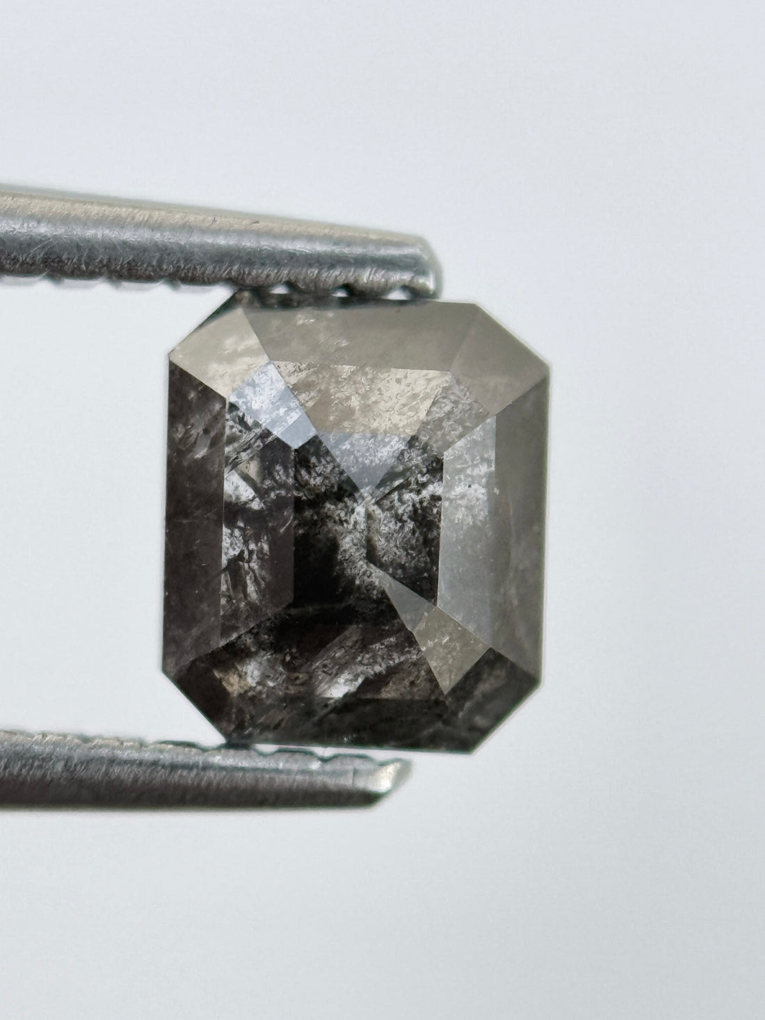 0.92 Ct Emerald Rose Cut Grey Natural Salt and Pepper Diamond