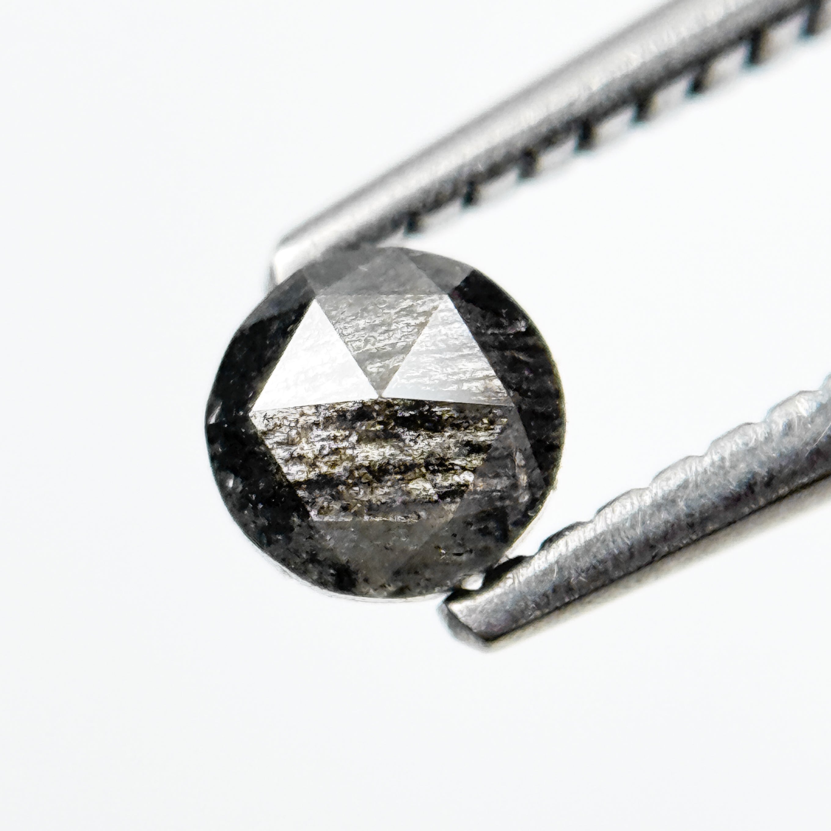 0.35 Ct Round Rose Cut Grey Natural Salt and Pepper Diamond