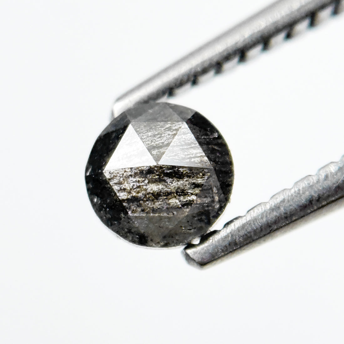 0.35 Ct Round Rose Cut Grey Natural Salt and Pepper Diamond