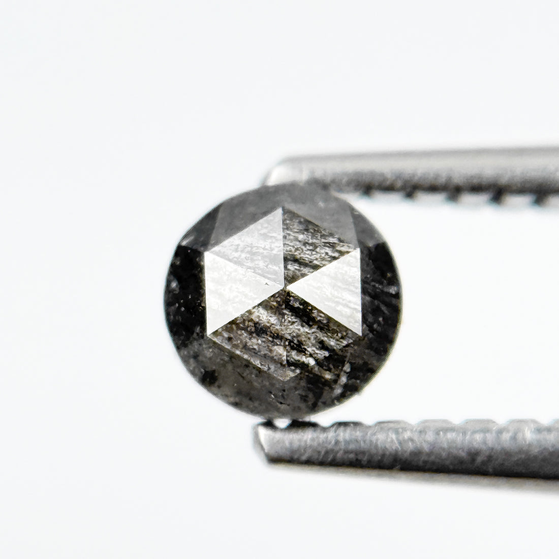 0.35 Ct Round Rose Cut Grey Natural Salt and Pepper Diamond