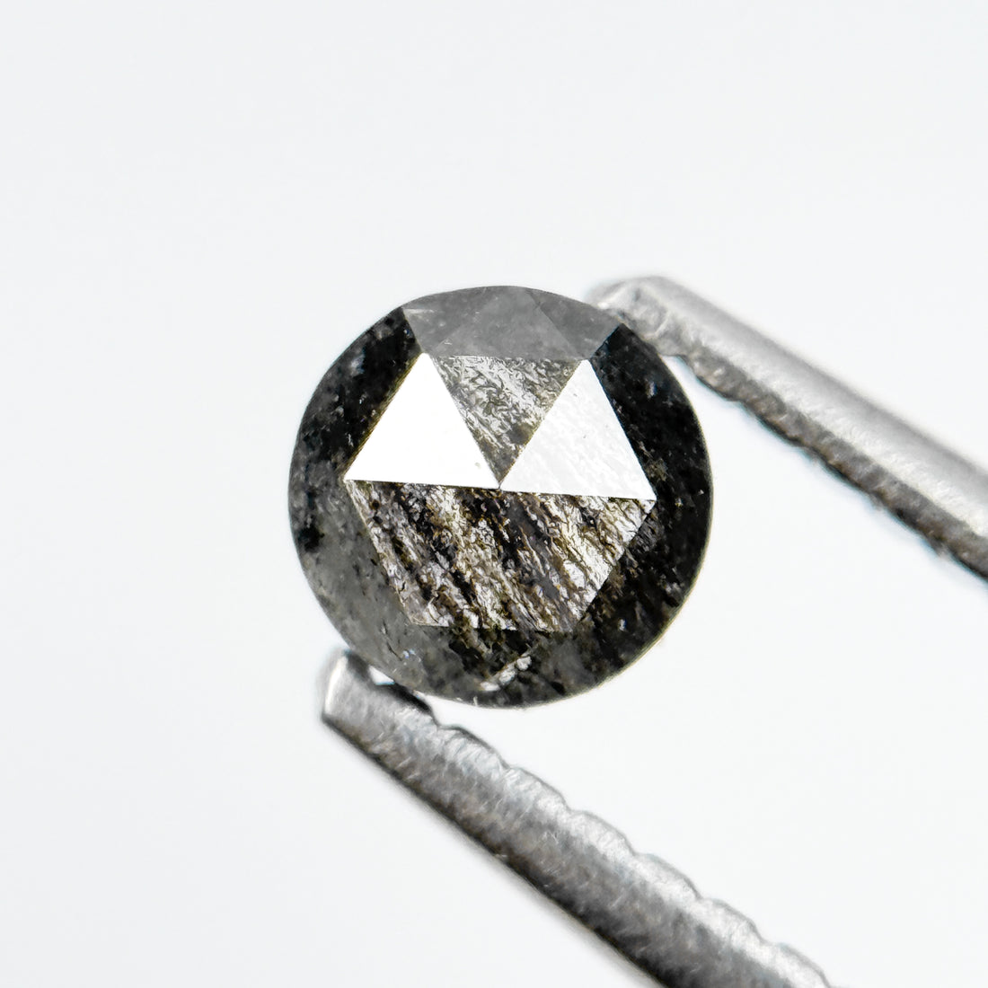 0.35 Ct Round Rose Cut Grey Natural Salt and Pepper Diamond