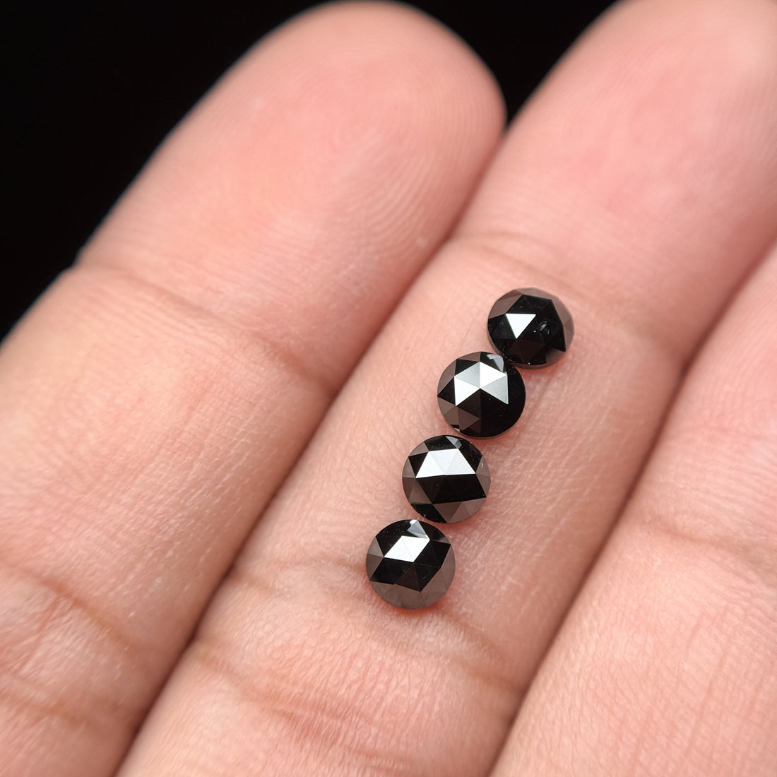 0.35 Ct Round Rose Cut Black Natural Minimal Diamond