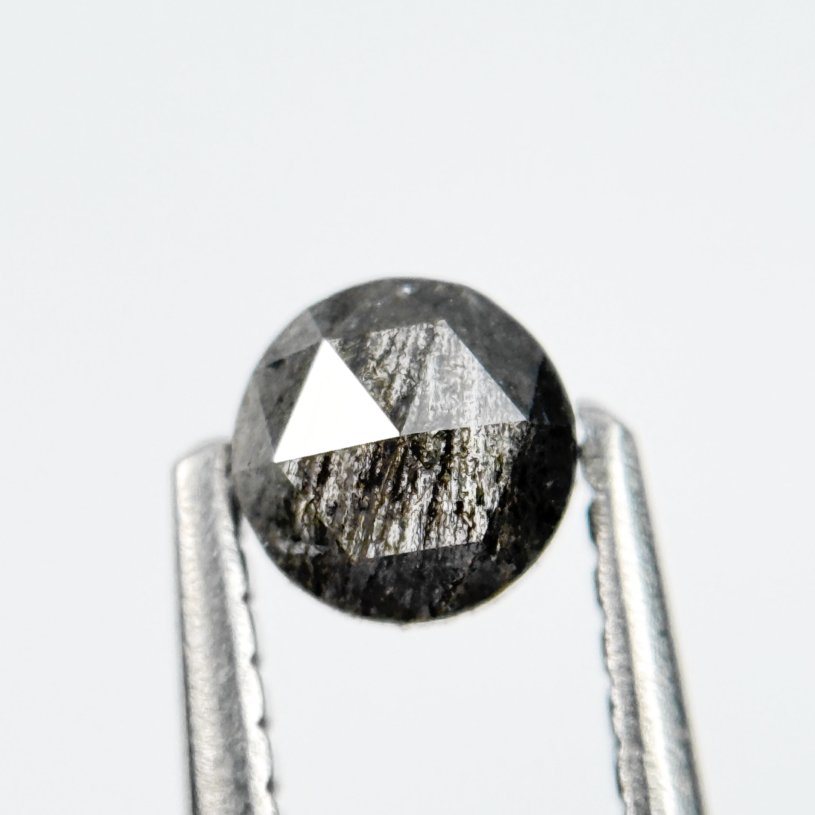 0.35 Ct Round Rose Cut Grey Natural Salt and Pepper Diamond