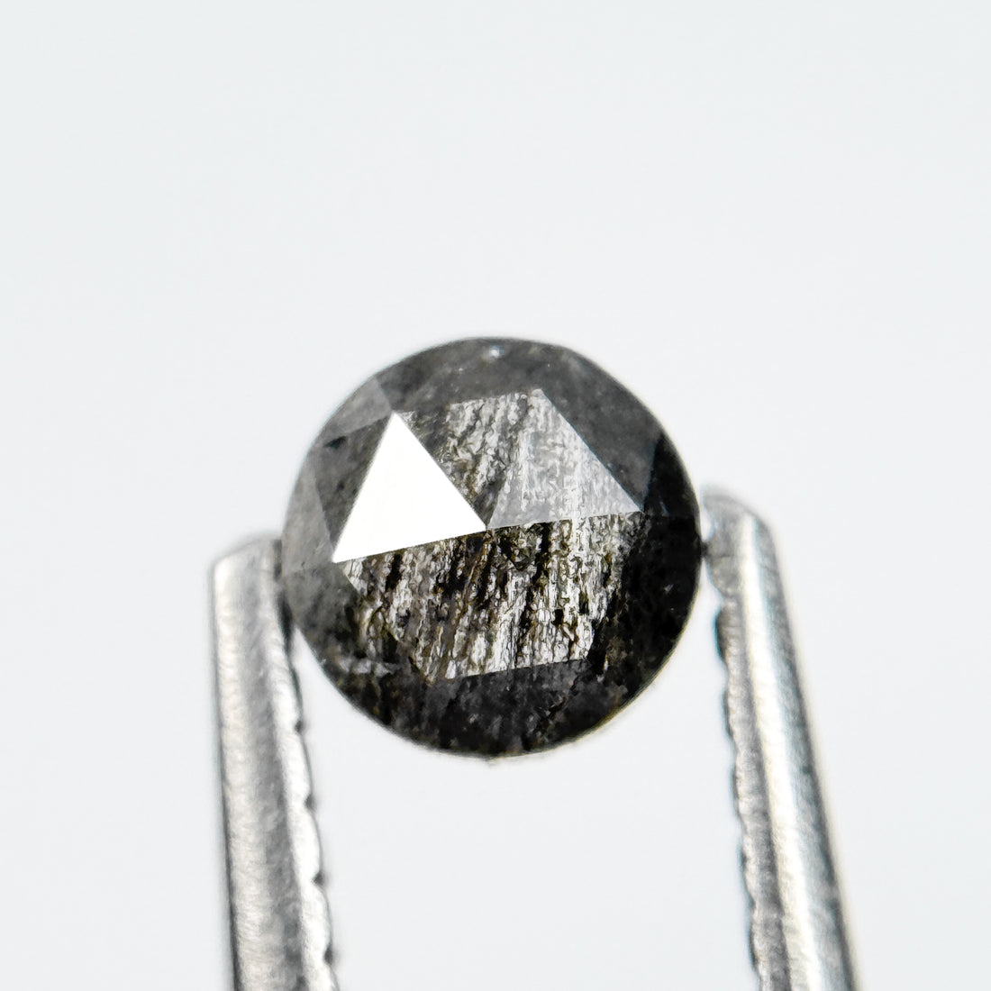 0.35 Ct Round Rose Cut Grey Natural Salt and Pepper Diamond