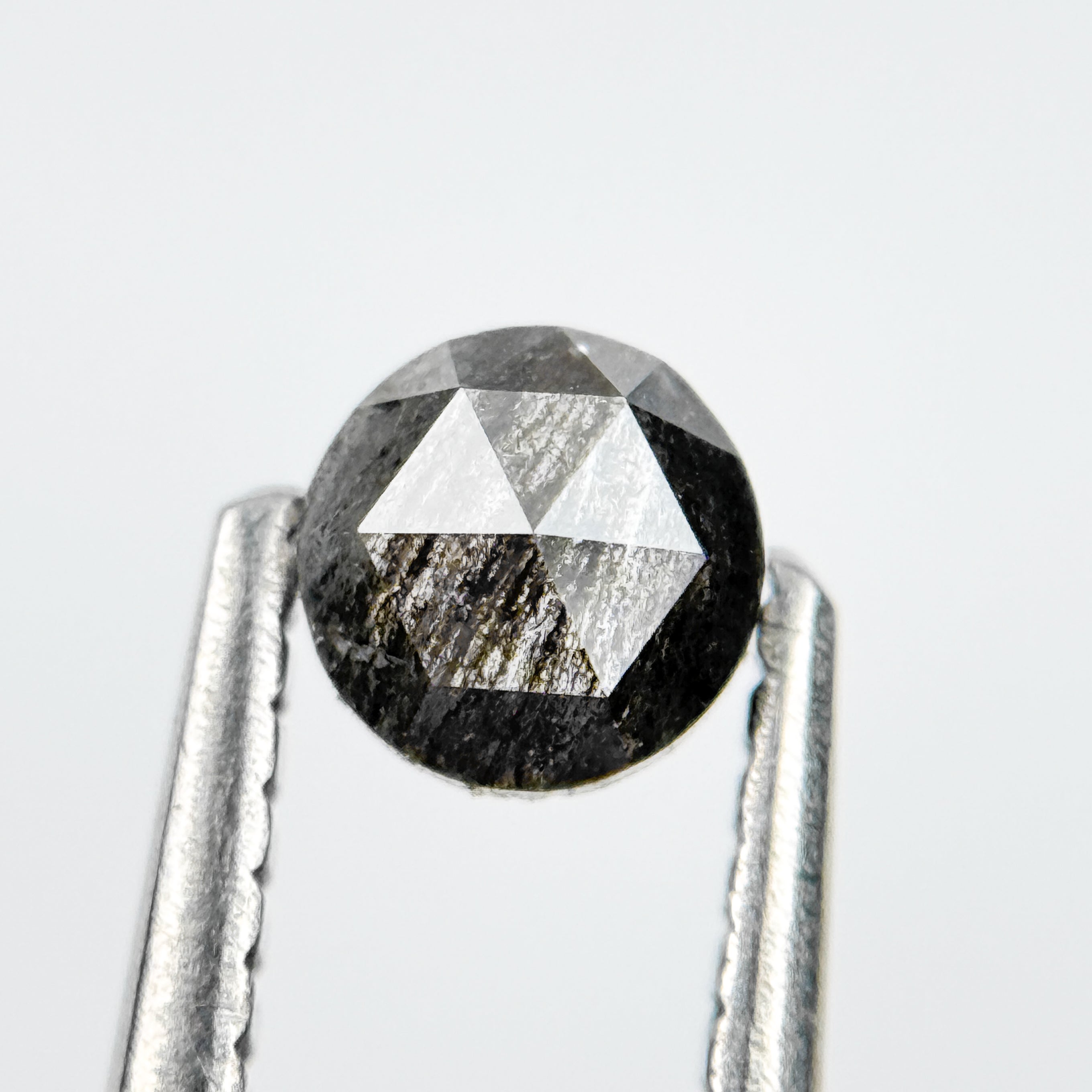 0.35 Ct Round Rose Cut Grey Natural Salt and Pepper Diamond