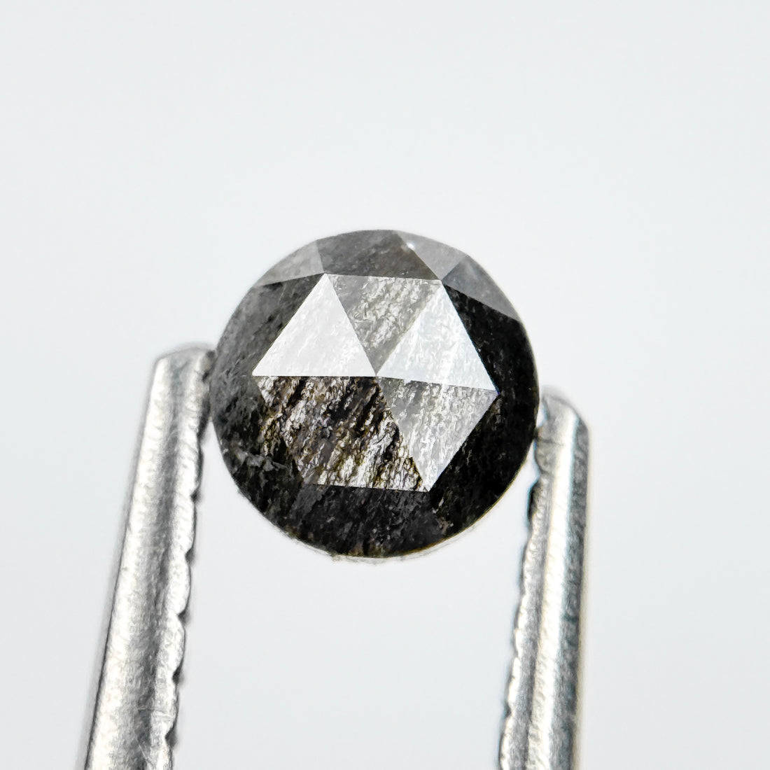 0.35 Ct Round Rose Cut Grey Natural Salt and Pepper Diamond