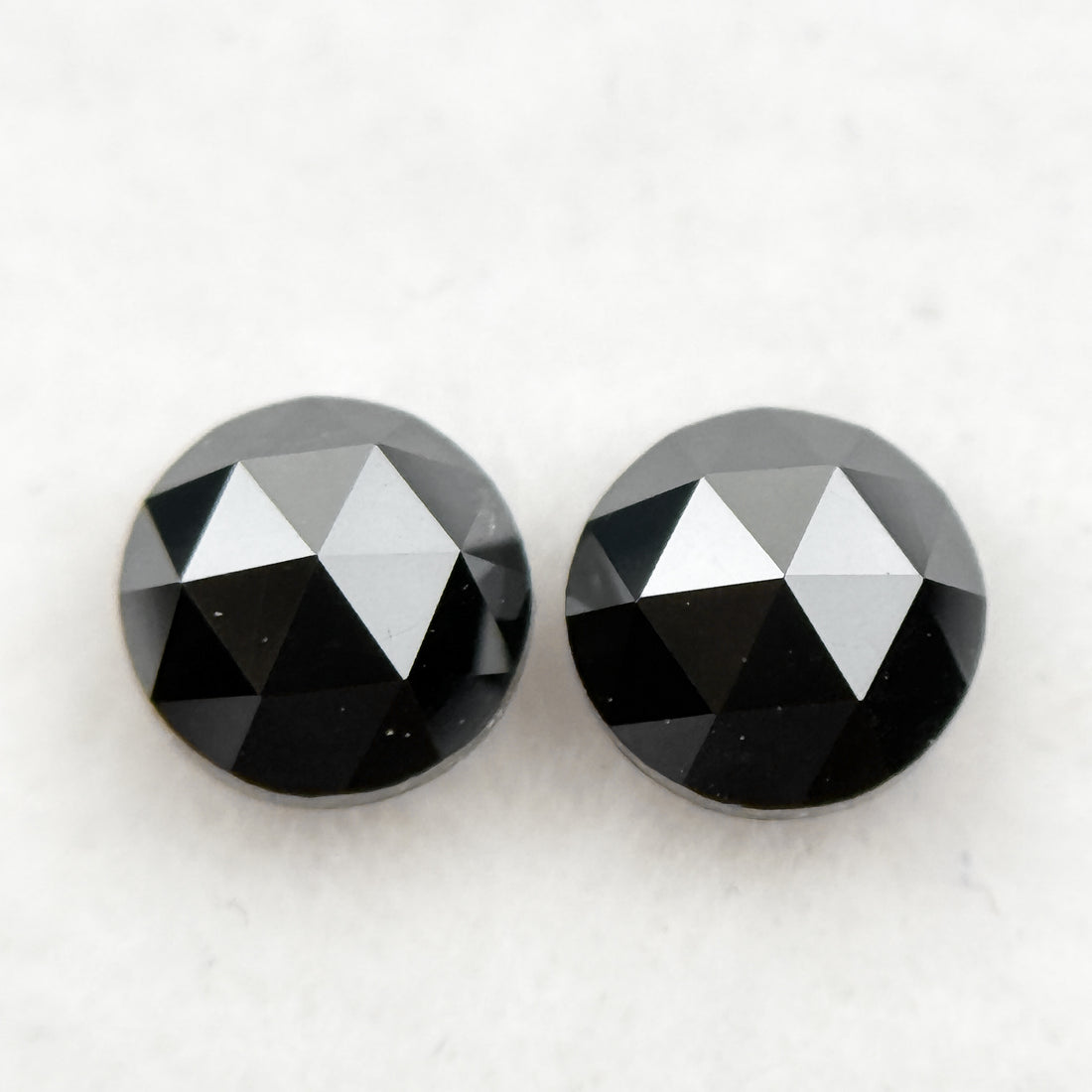 0.75 Ct Round Rose Cut Black Natural Fancy Salt and Pepper Diamond Pair