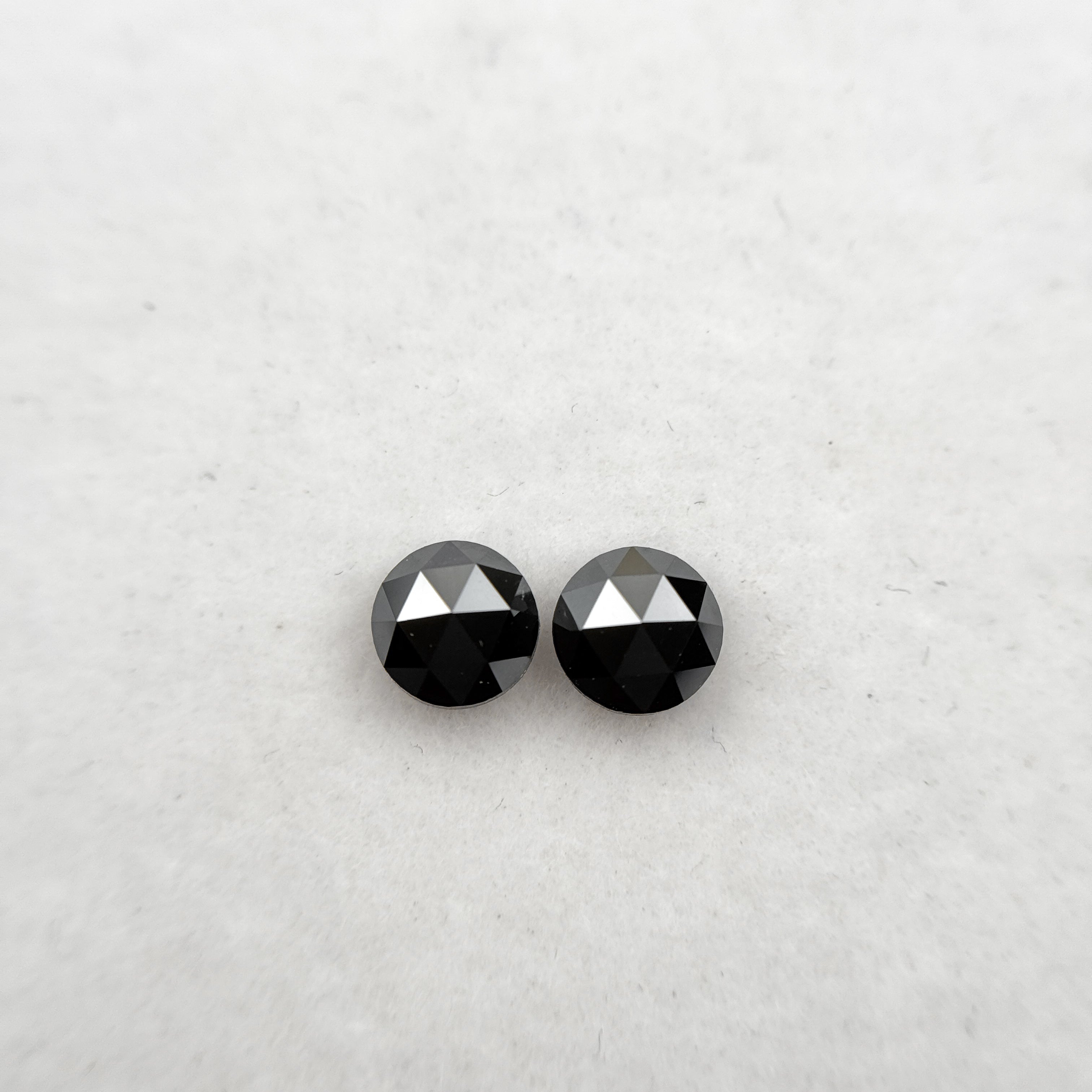 0.75 Ct Round Rose Cut Black Natural Fancy Salt and Pepper Diamond Pair