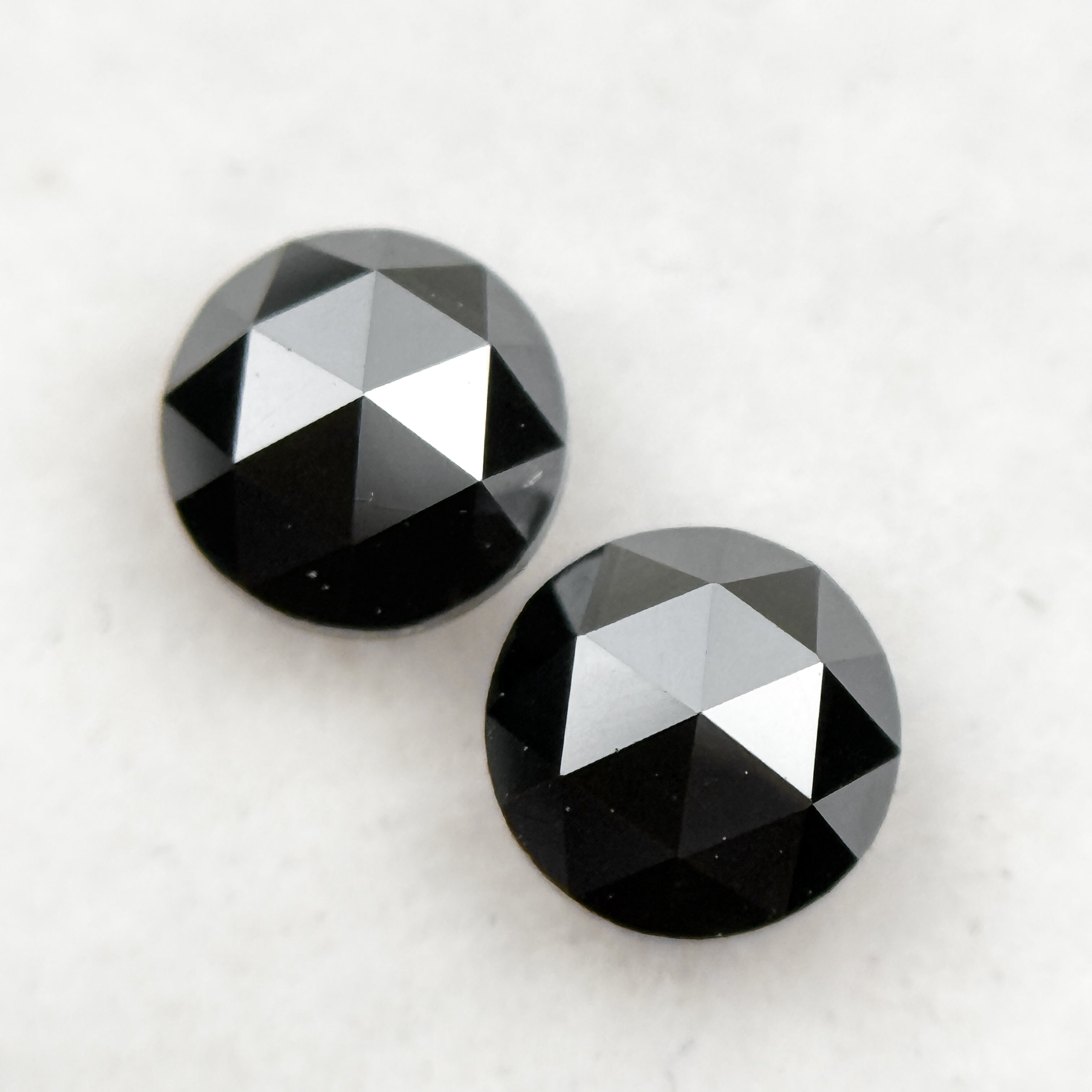 0.75 Ct Round Rose Cut Black Natural Fancy Salt and Pepper Diamond Pair