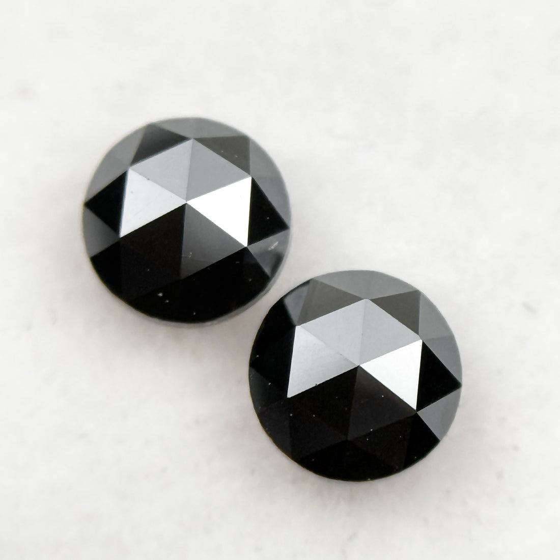 0.75 Ct Round Rose Cut Black Natural Fancy Salt and Pepper Diamond Pair