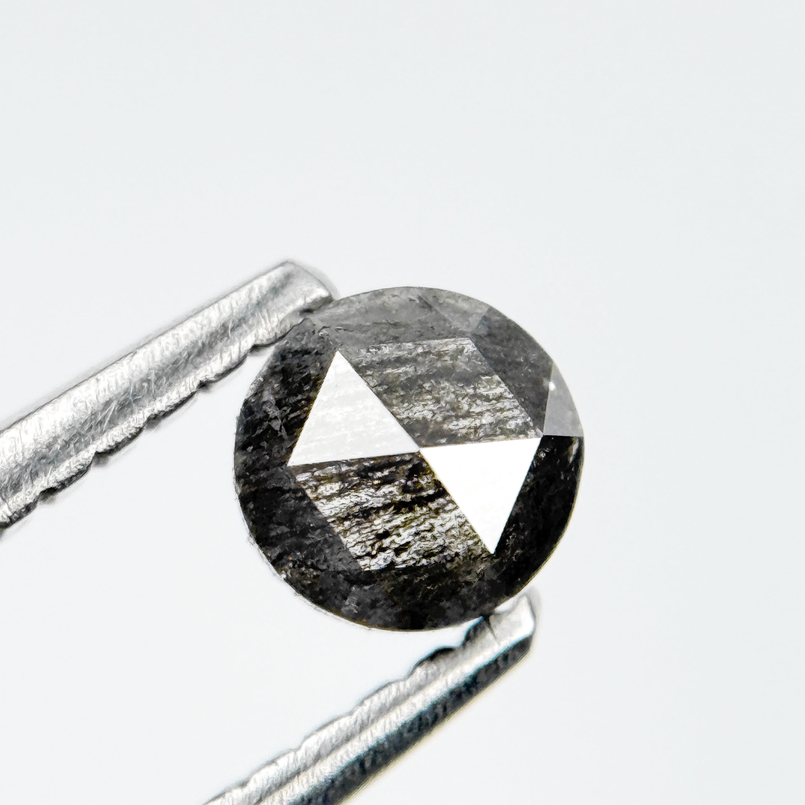 0.35 Ct Round Rose Cut Grey Natural Salt and Pepper Diamond