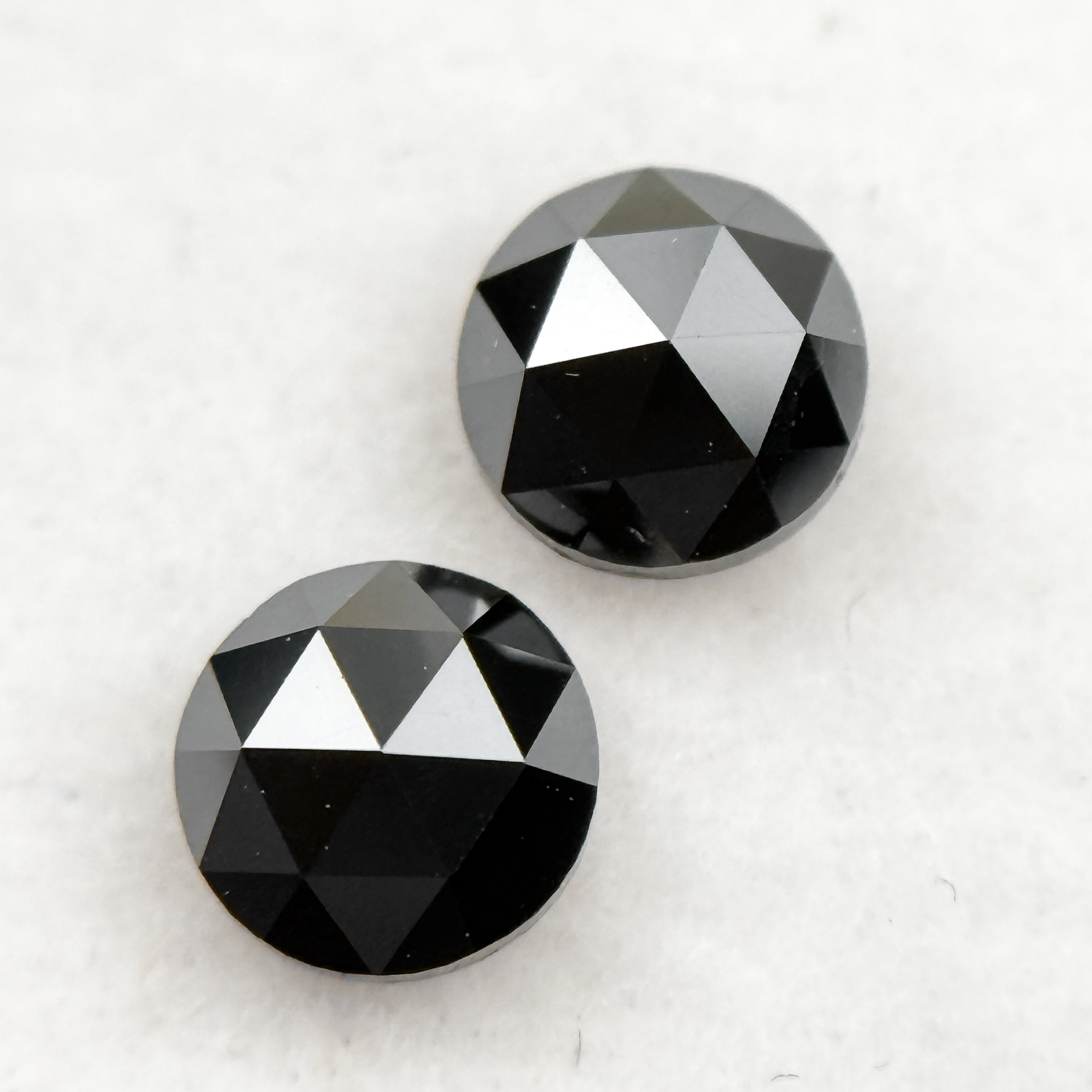 0.75 Ct Round Rose Cut Black Natural Fancy Salt and Pepper Diamond Pair