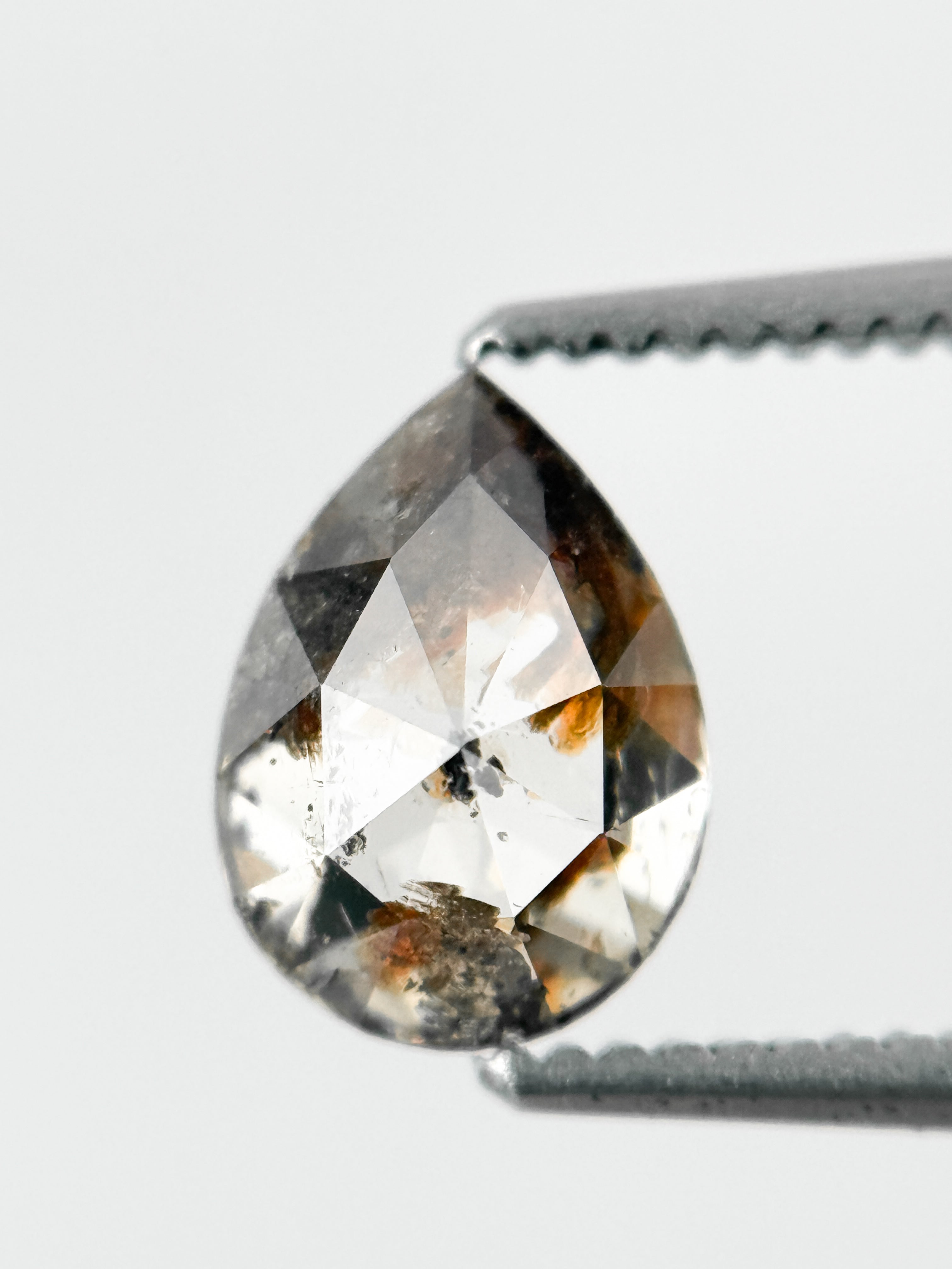 1.22 Ct Pear Rose Cut Grey Natural Fancy Diamond