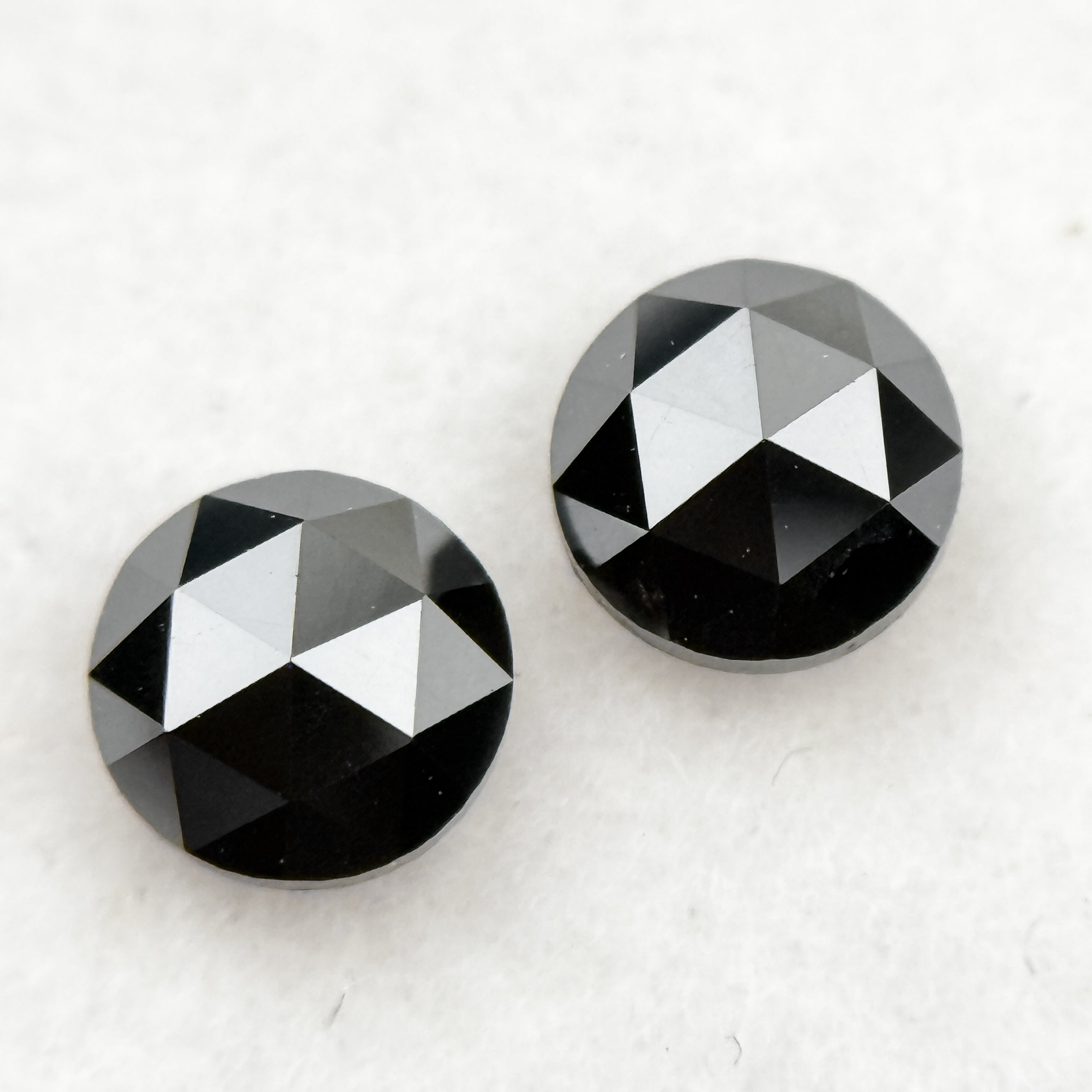 0.75 Ct Round Rose Cut Black Natural Fancy Salt and Pepper Diamond Pair