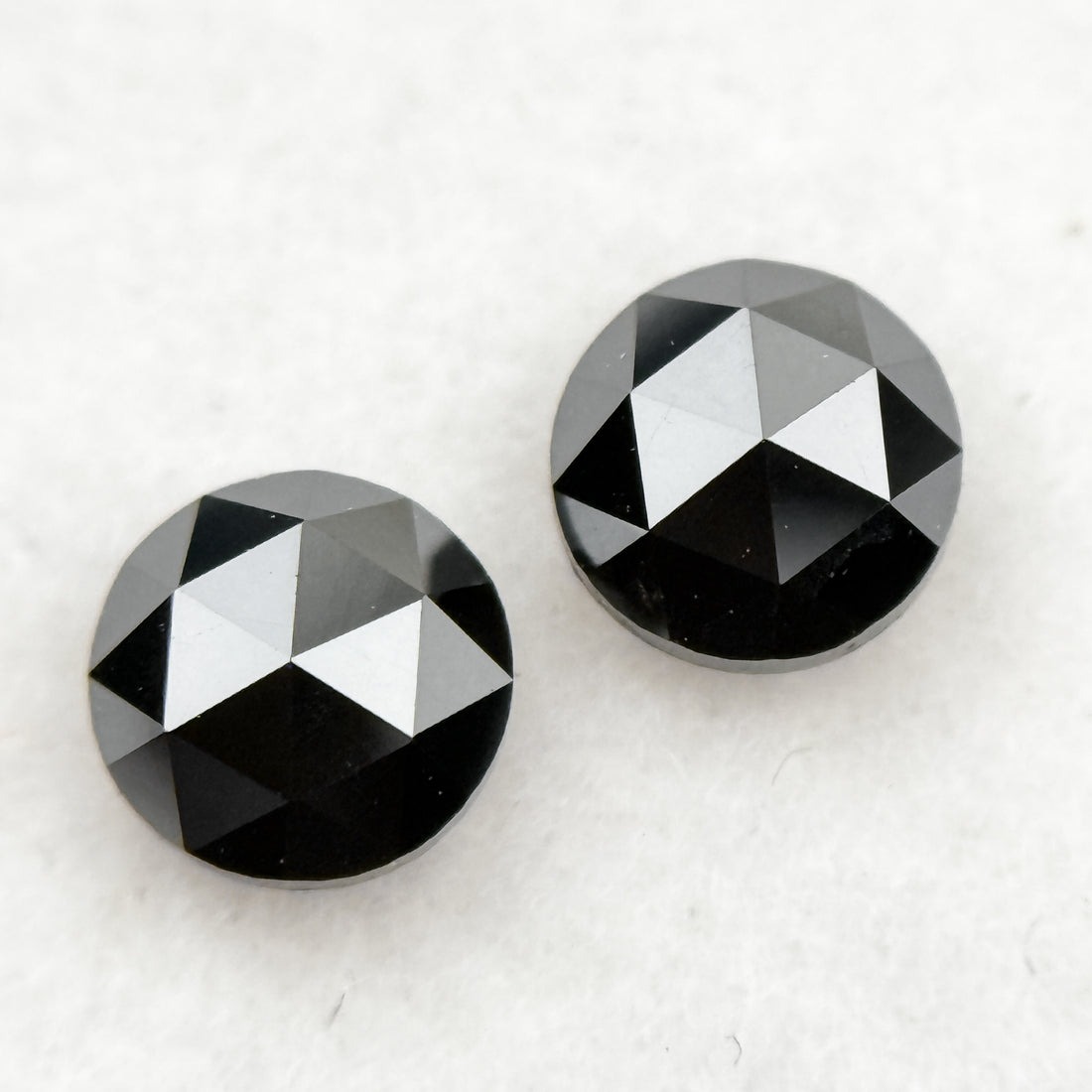 0.75 Ct Round Rose Cut Black Natural Fancy Salt and Pepper Diamond Pair