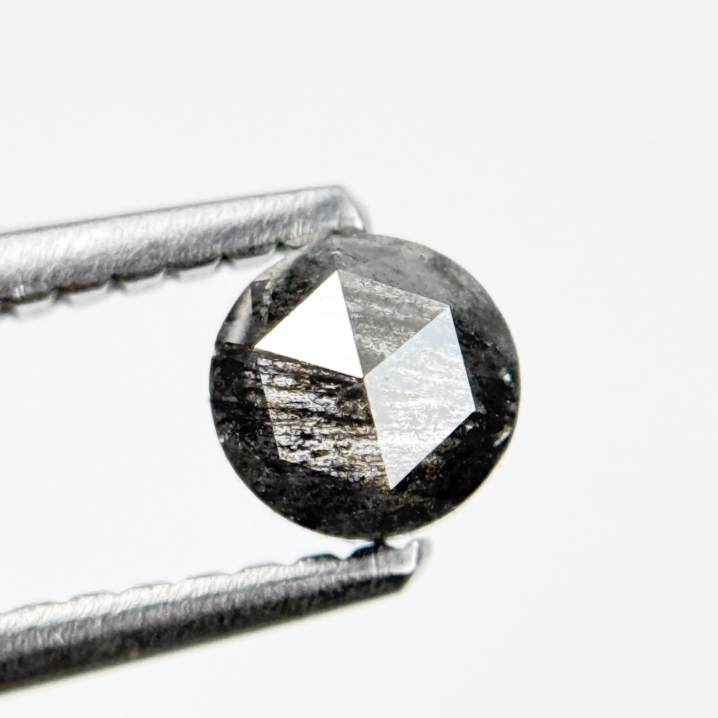 0.35 Ct Round Rose Cut Grey Natural Salt and Pepper Diamond
