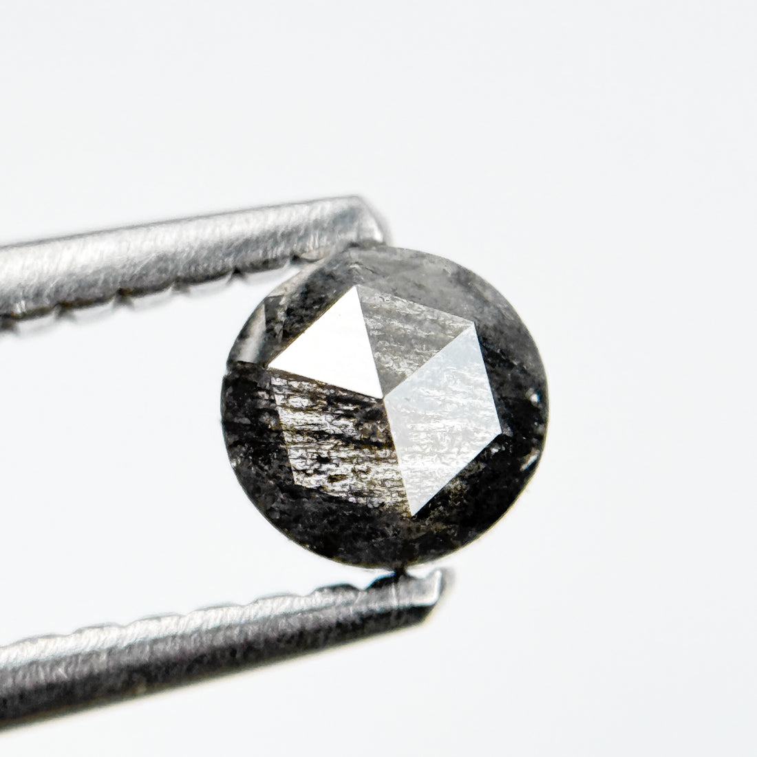 0.35 Ct Round Rose Cut Grey Natural Salt and Pepper Diamond