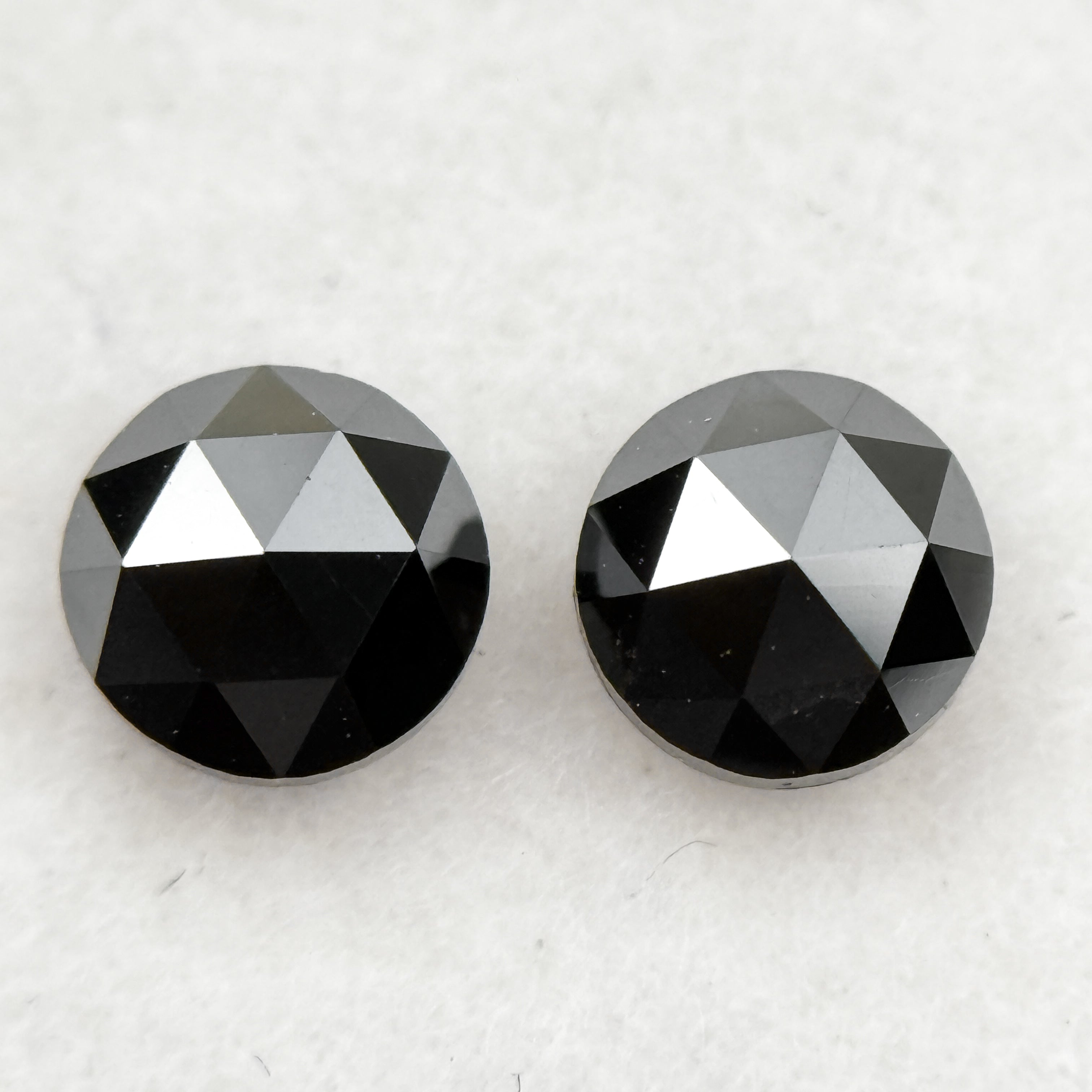 0.75 Ct Round Rose Cut Black Natural Fancy Salt and Pepper Diamond Pair