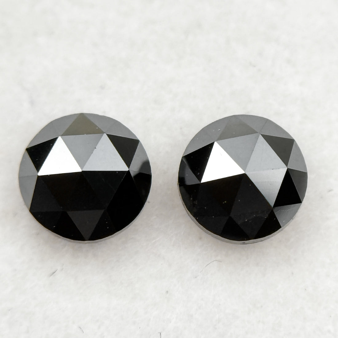 0.75 Ct Round Rose Cut Black Natural Fancy Salt and Pepper Diamond Pair