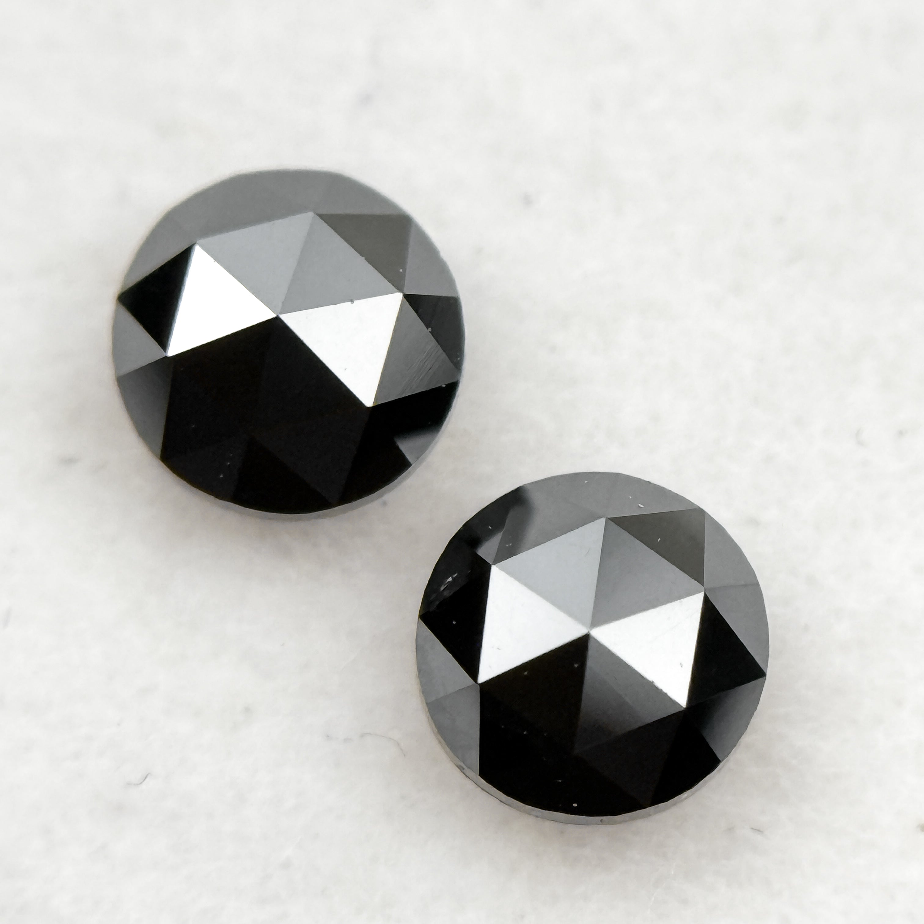 0.75 Ct Round Rose Cut Black Natural Fancy Salt and Pepper Diamond Pair