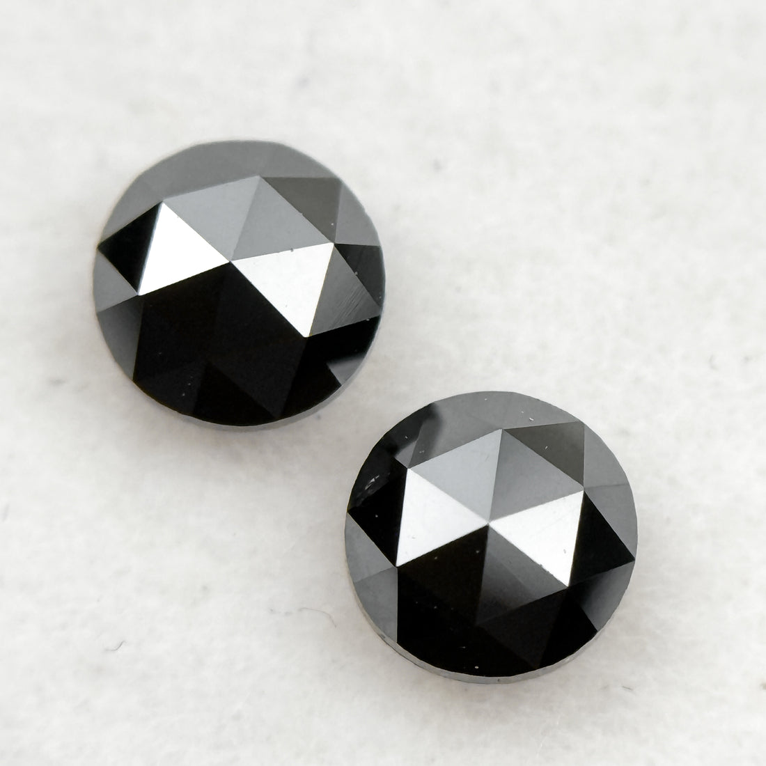 0.75 Ct Round Rose Cut Black Natural Fancy Salt and Pepper Diamond Pair