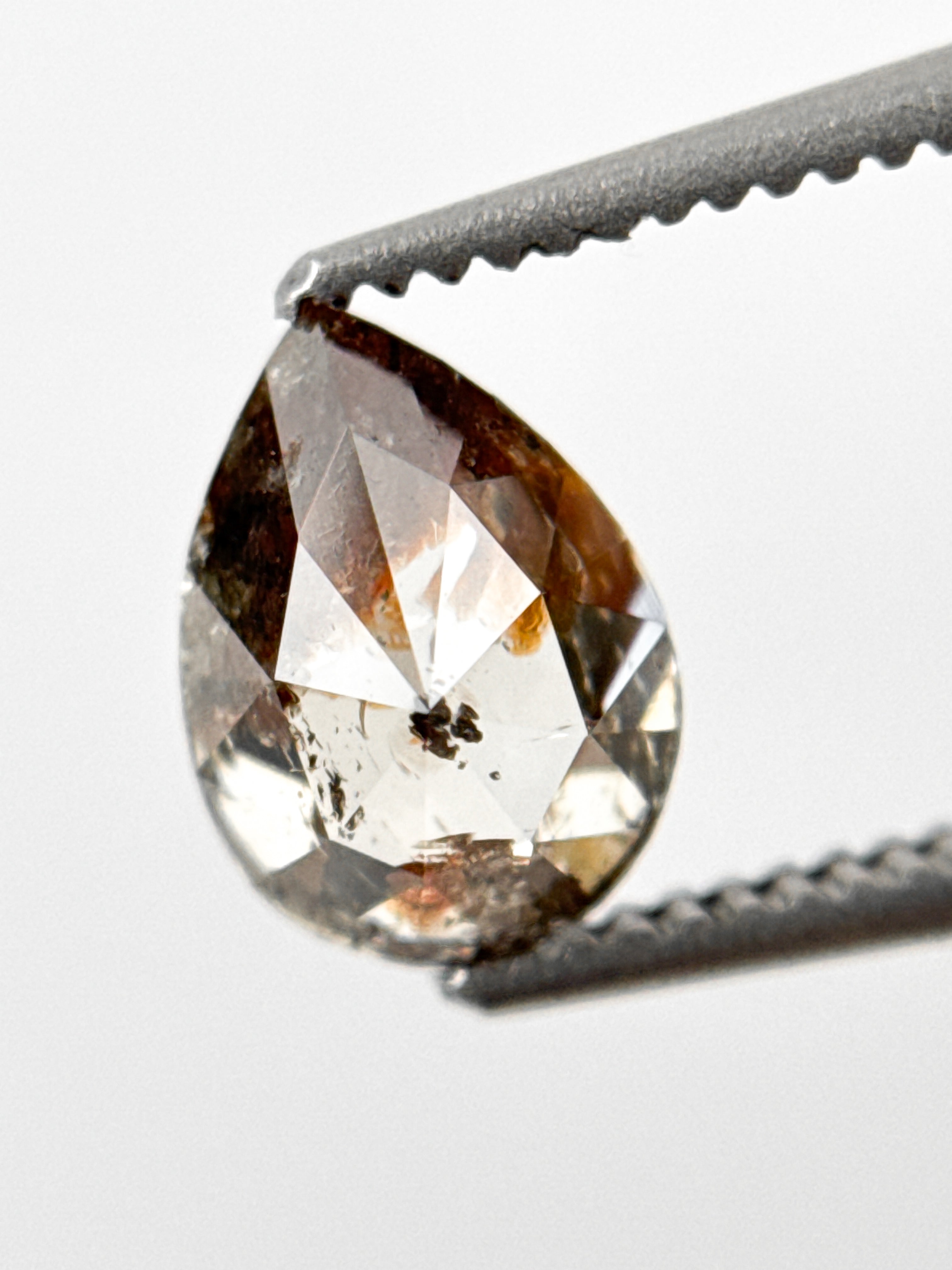 1.22 Ct Pear Rose Cut Grey Natural Fancy Diamond