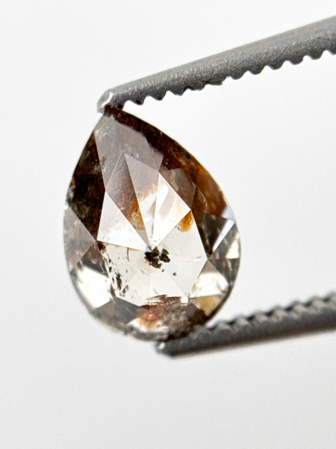 1.22 Ct Pear Rose Cut Grey Natural Fancy Diamond