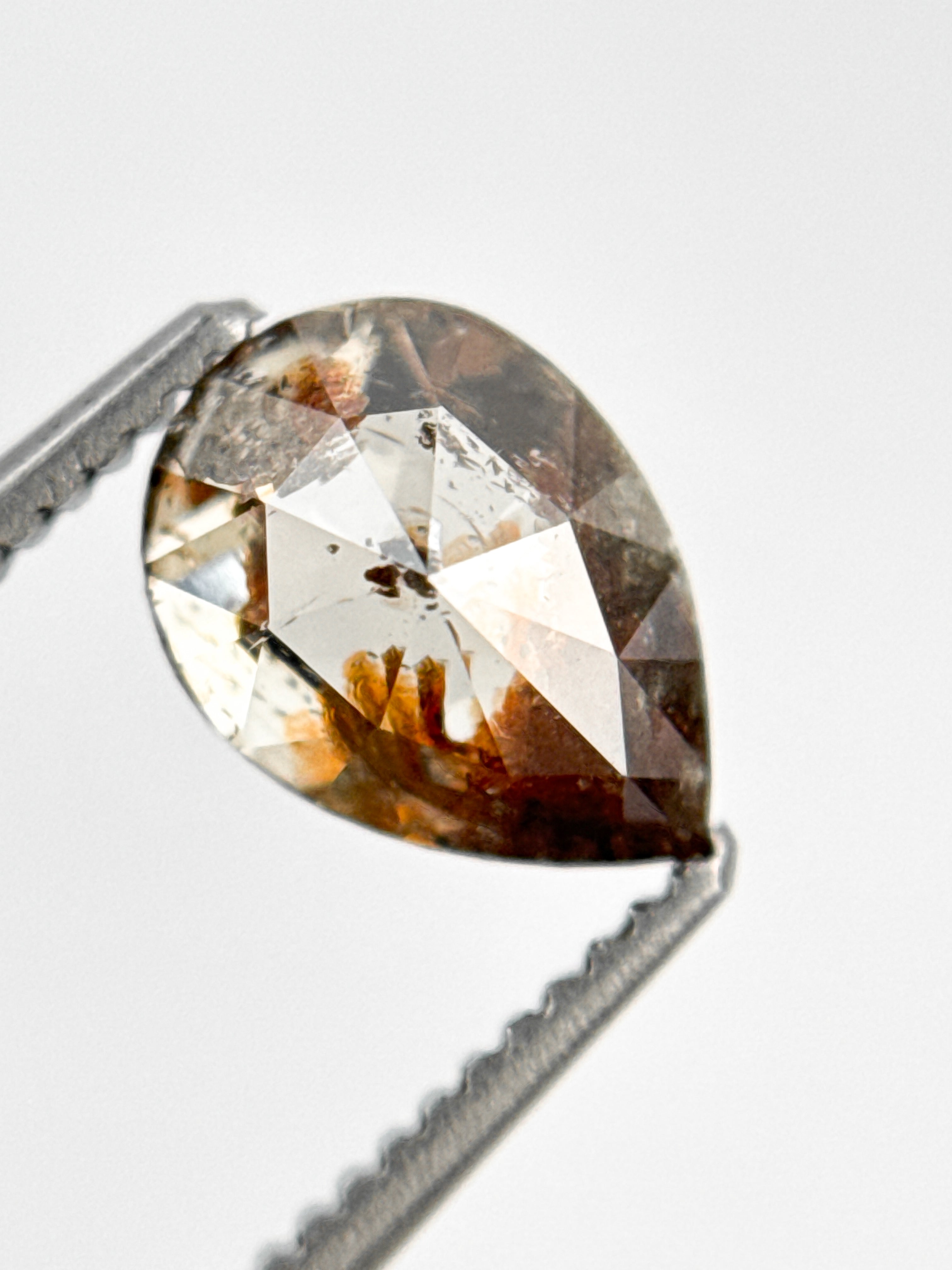 1.22 Ct Pear Rose Cut Grey Natural Fancy Diamond