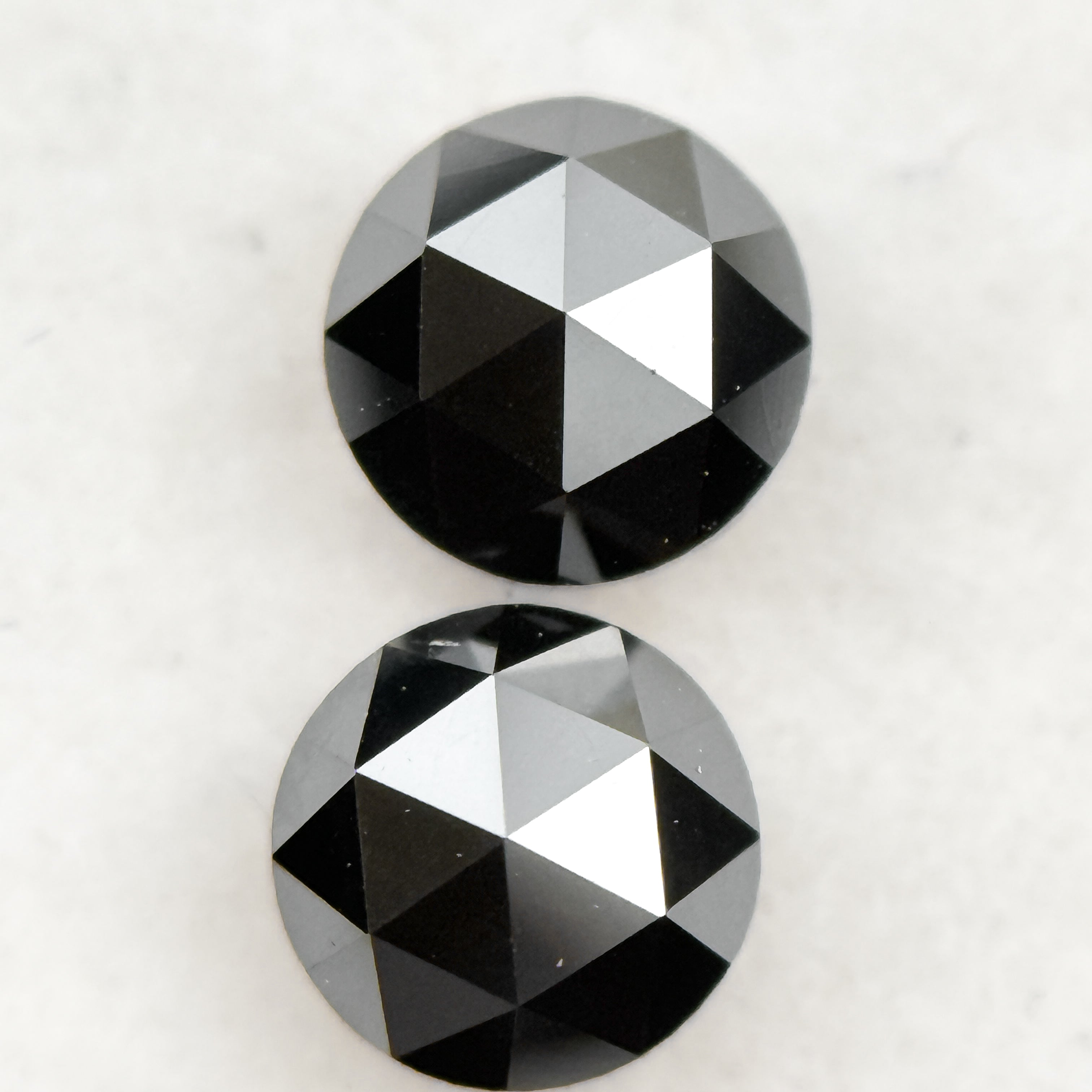 0.75 Ct Round Rose Cut Black Natural Fancy Salt and Pepper Diamond Pair