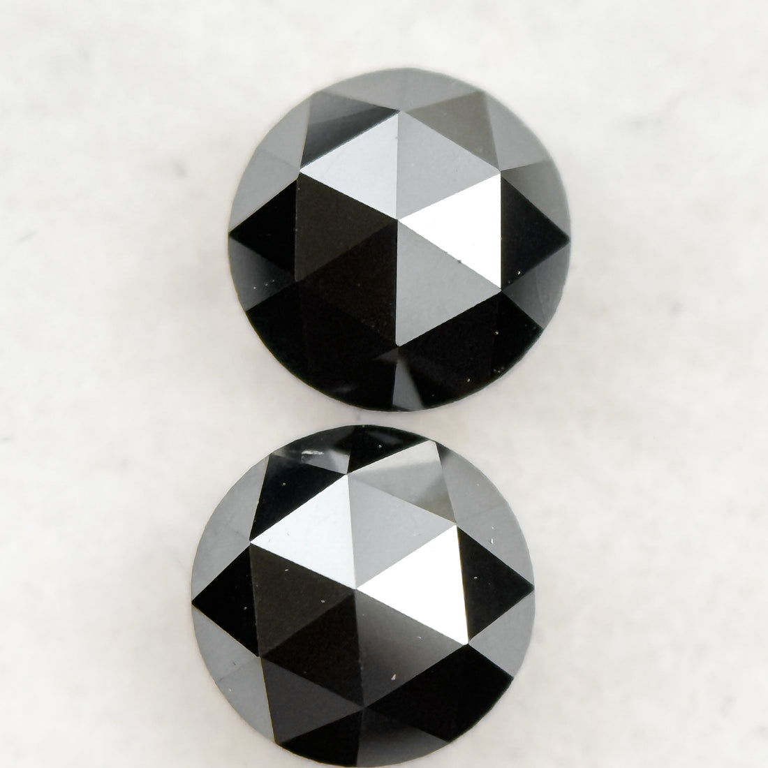 0.75 Ct Round Rose Cut Black Natural Fancy Salt and Pepper Diamond Pair