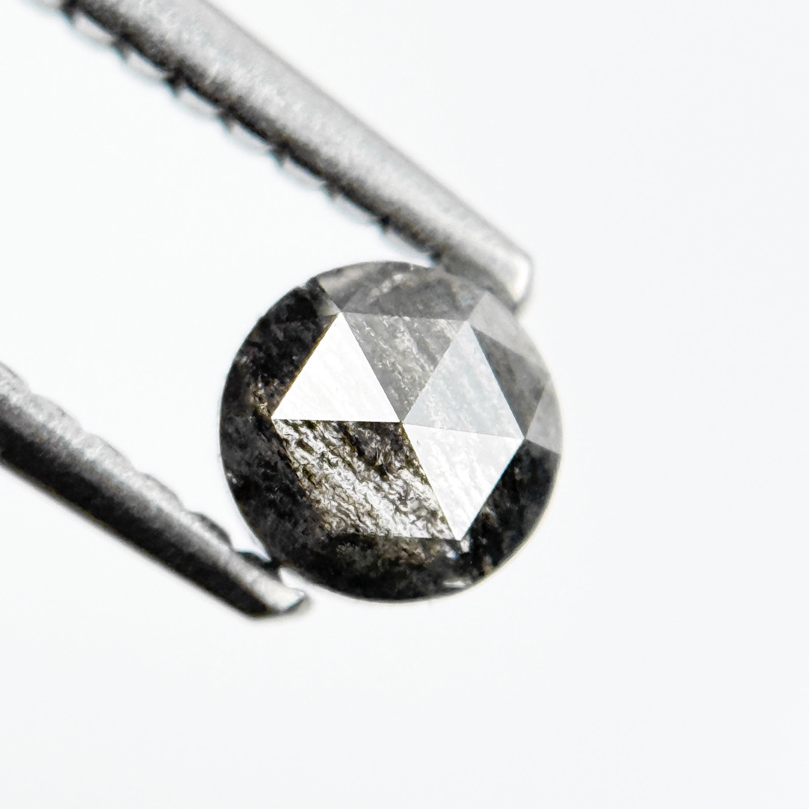 0.35 Ct Round Rose Cut Grey Natural Salt and Pepper Diamond