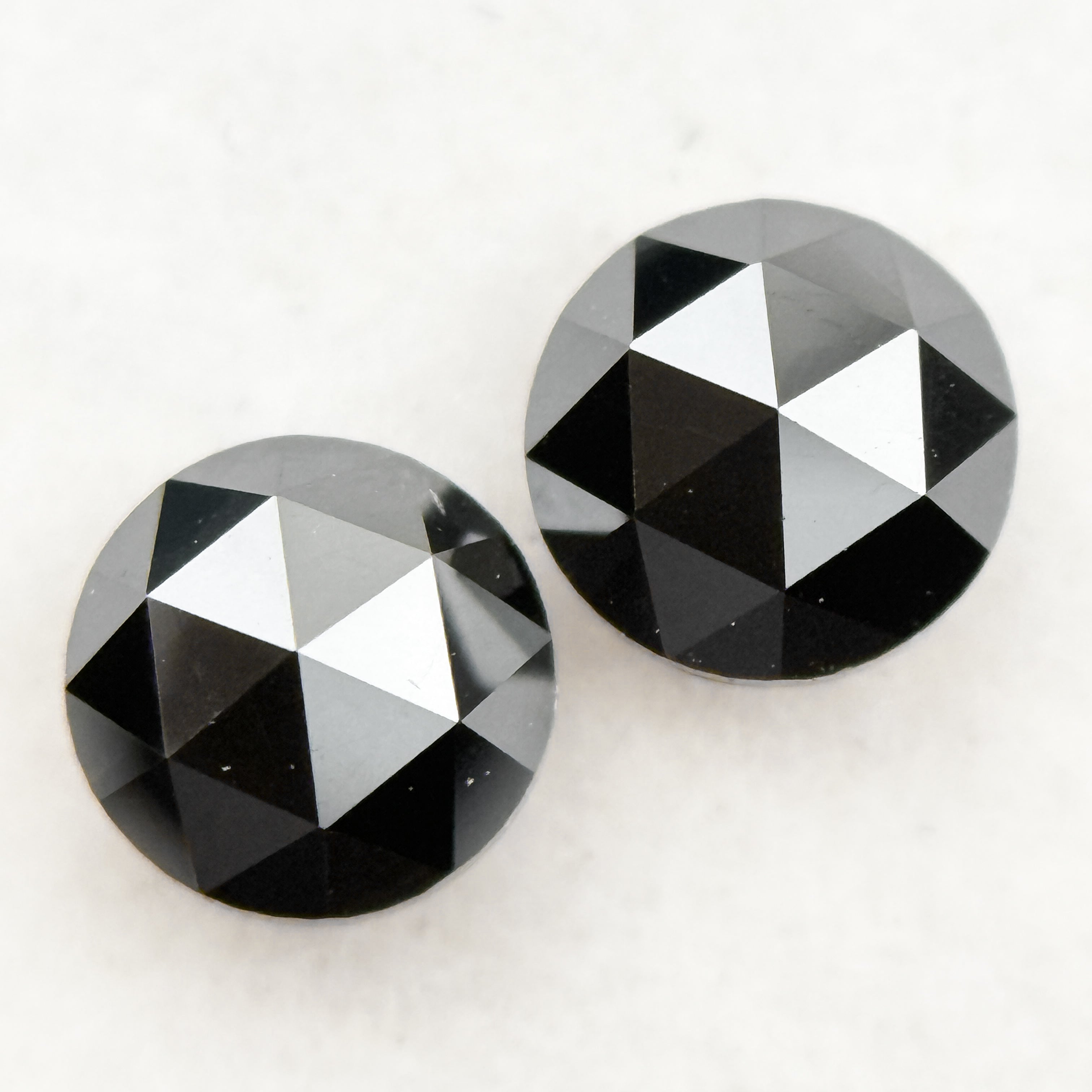 0.75 Ct Round Rose Cut Black Natural Fancy Salt and Pepper Diamond Pair