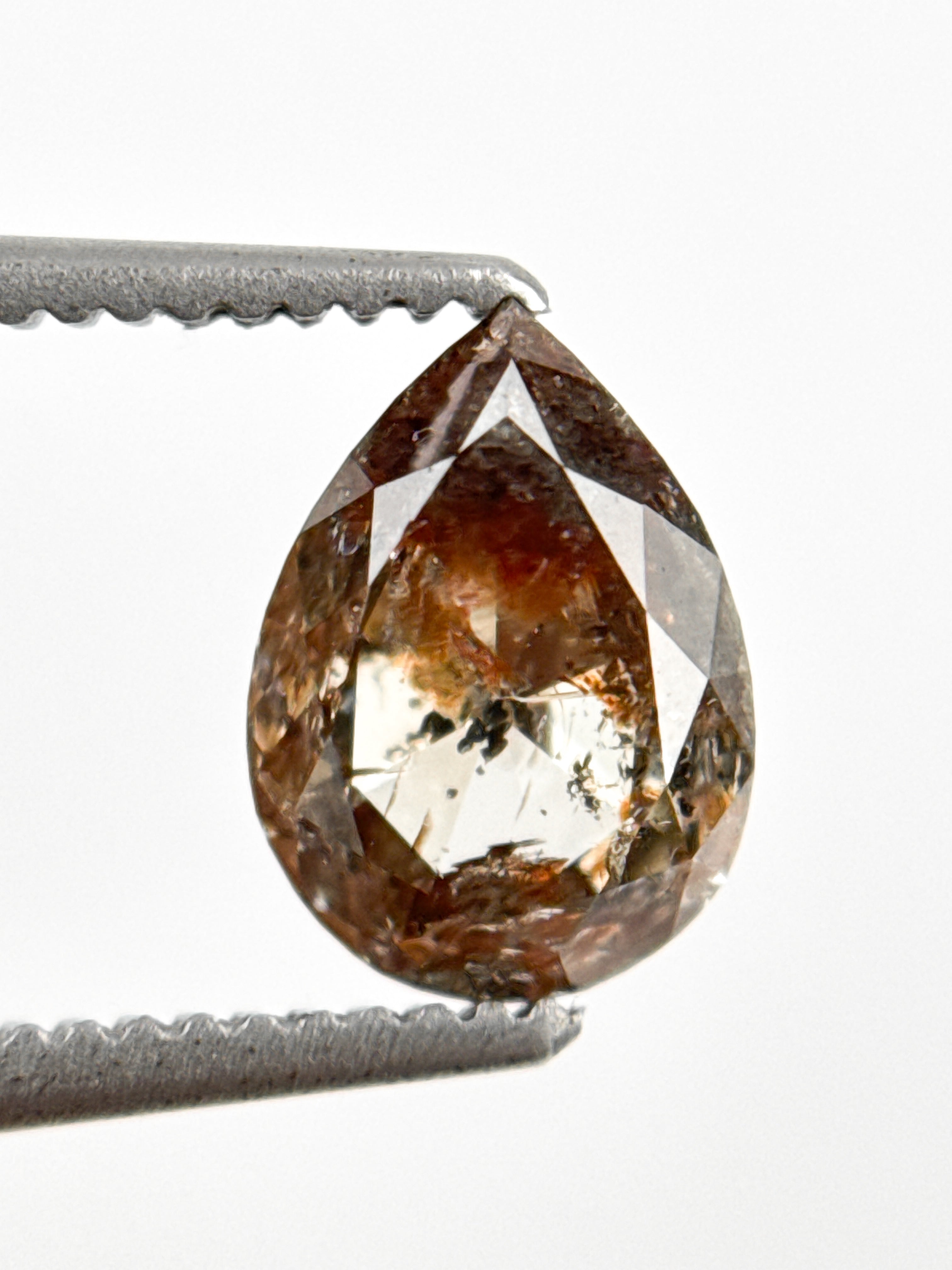 1.22 Ct Pear Rose Cut Grey Natural Fancy Diamond