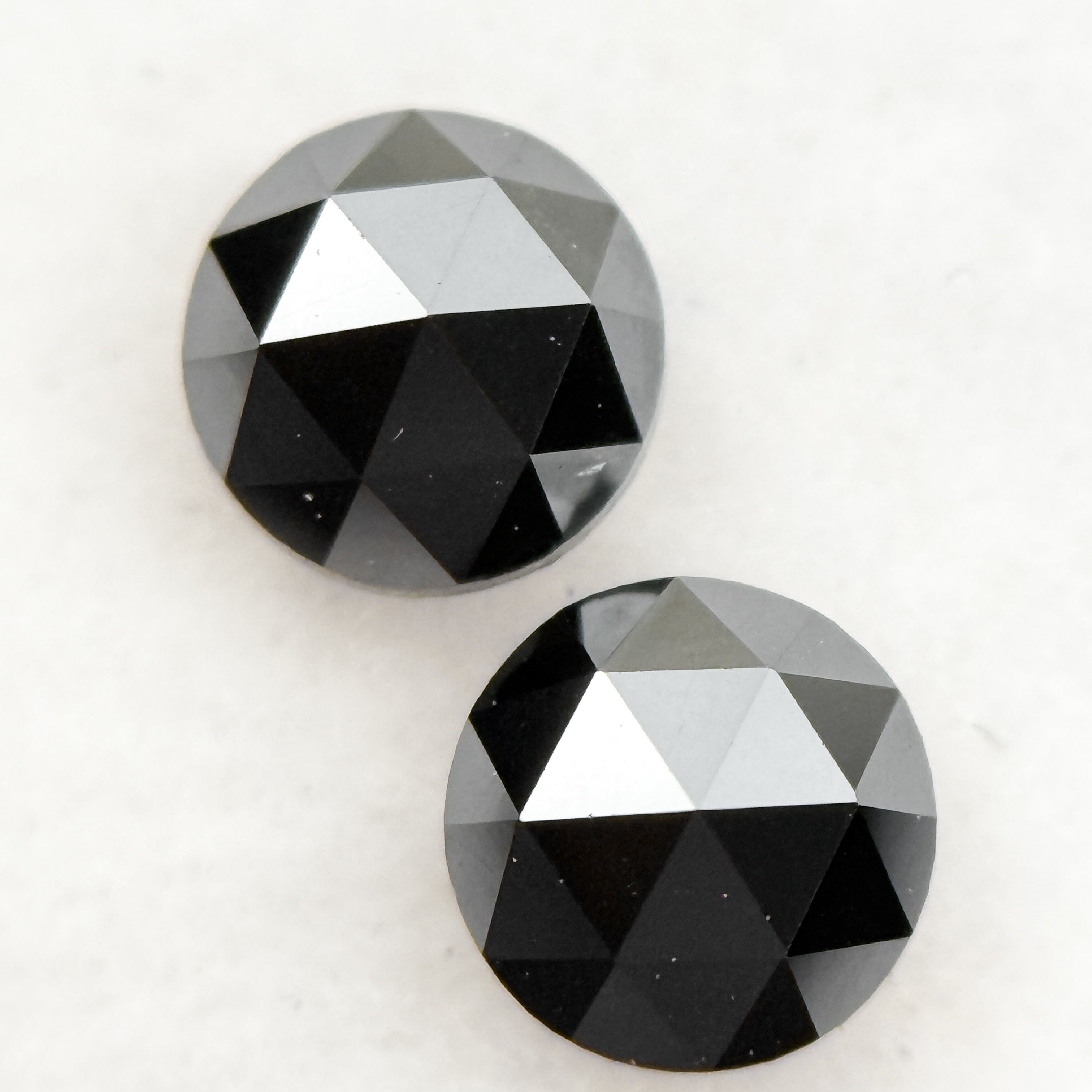 0.75 Ct Round Rose Cut Black Natural Fancy Salt and Pepper Diamond Pair