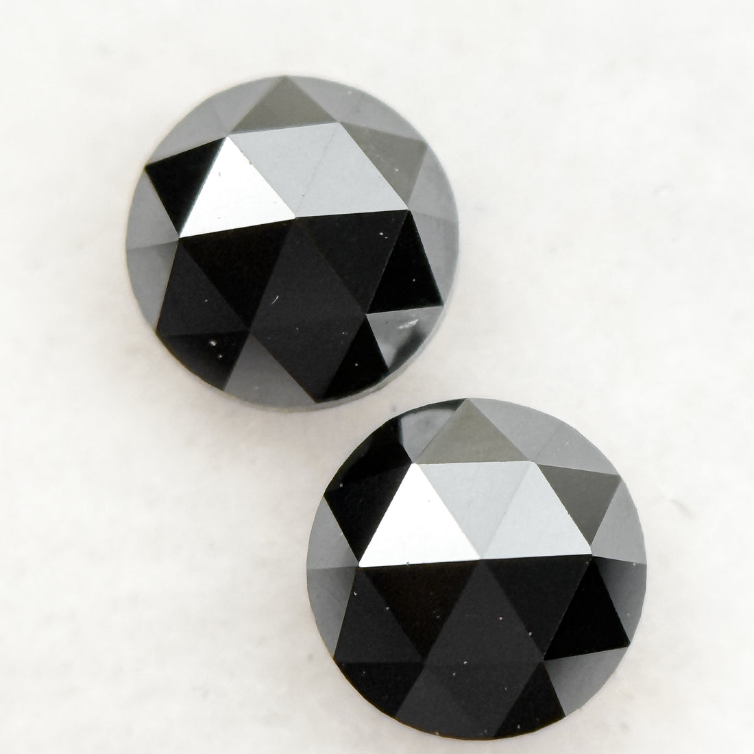 0.75 Ct Round Rose Cut Black Natural Fancy Salt and Pepper Diamond Pair