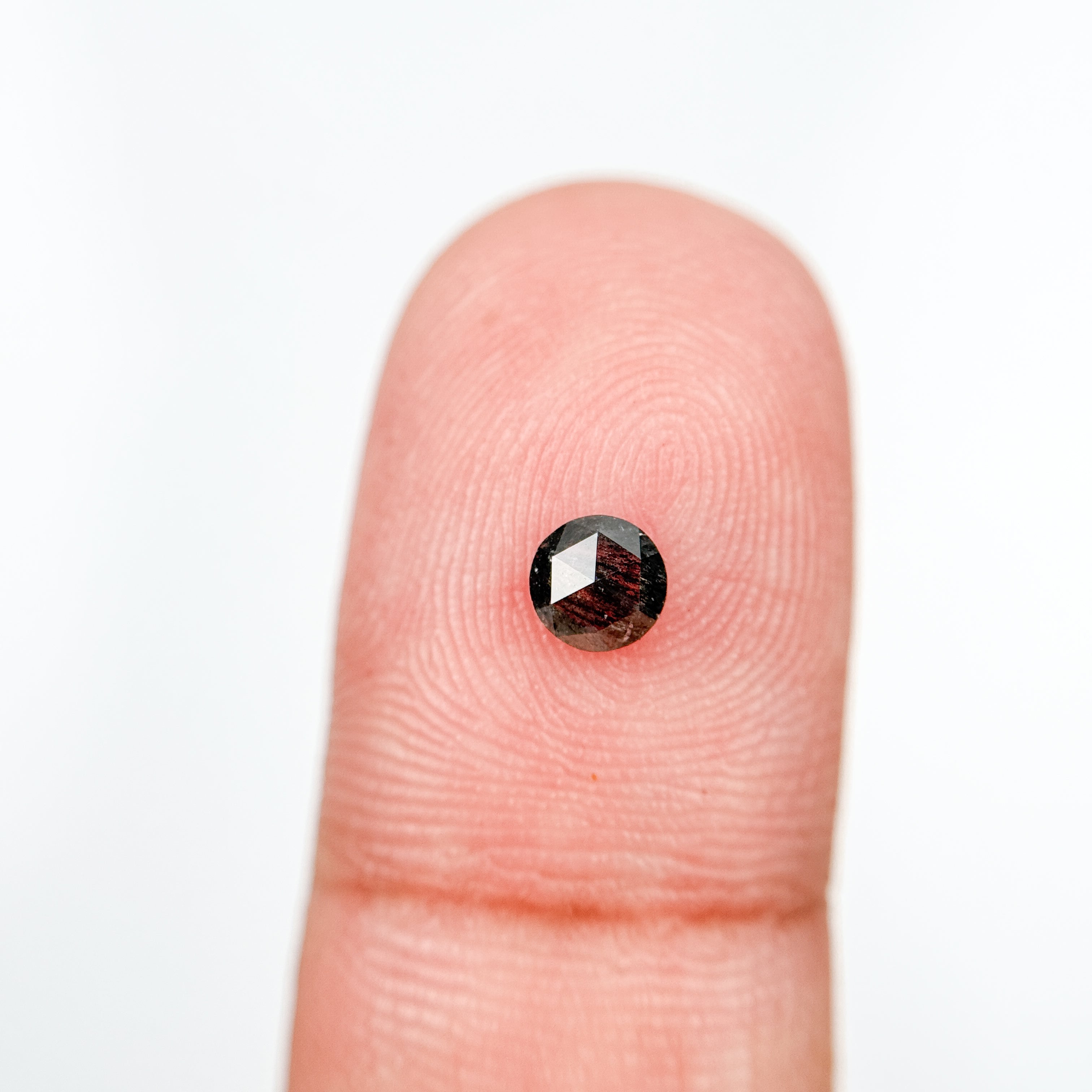 0.35 Ct Round Rose Cut Grey Natural Salt and Pepper Diamond