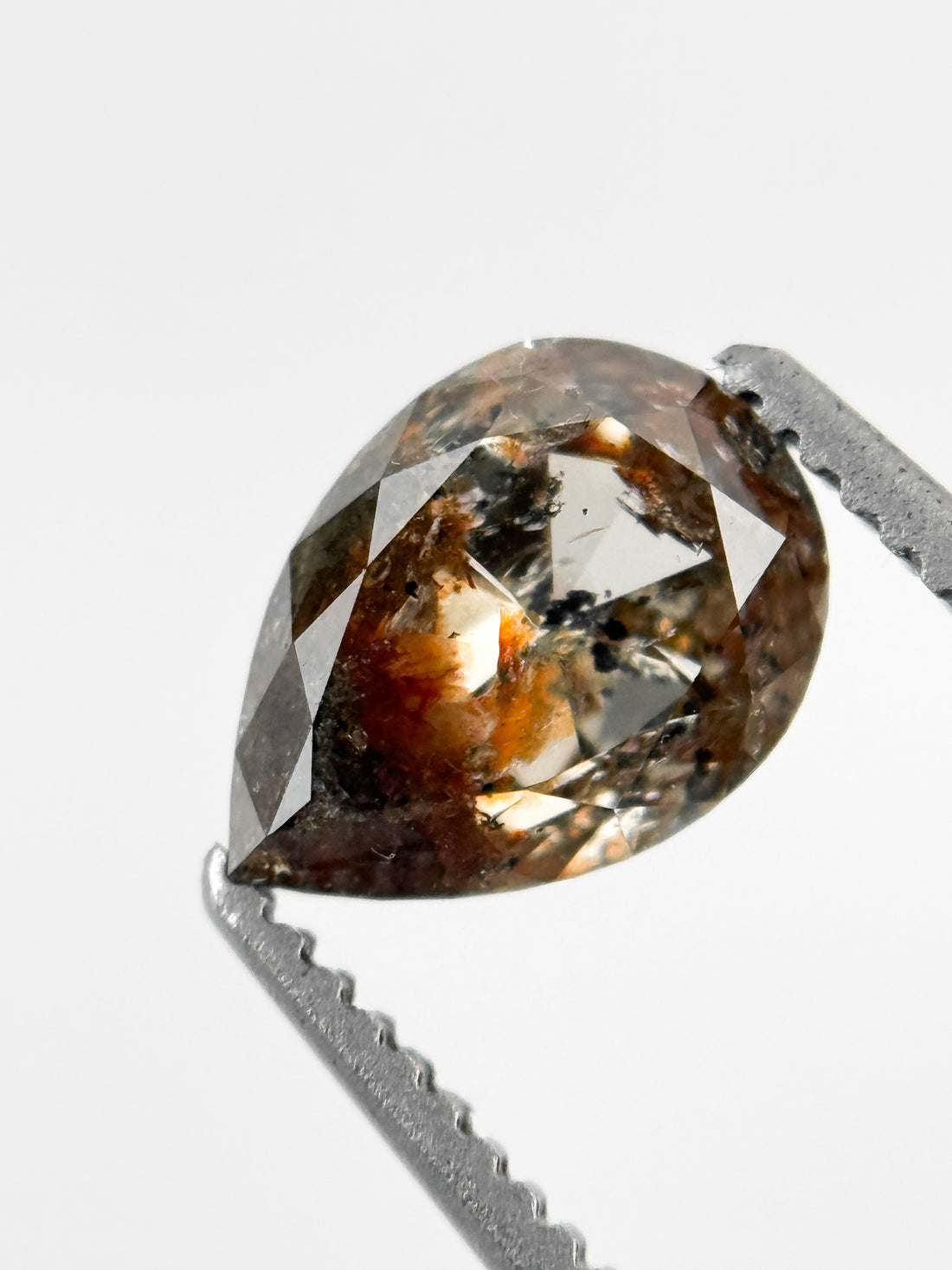 1.22 Ct Pear Rose Cut Grey Natural Fancy Diamond