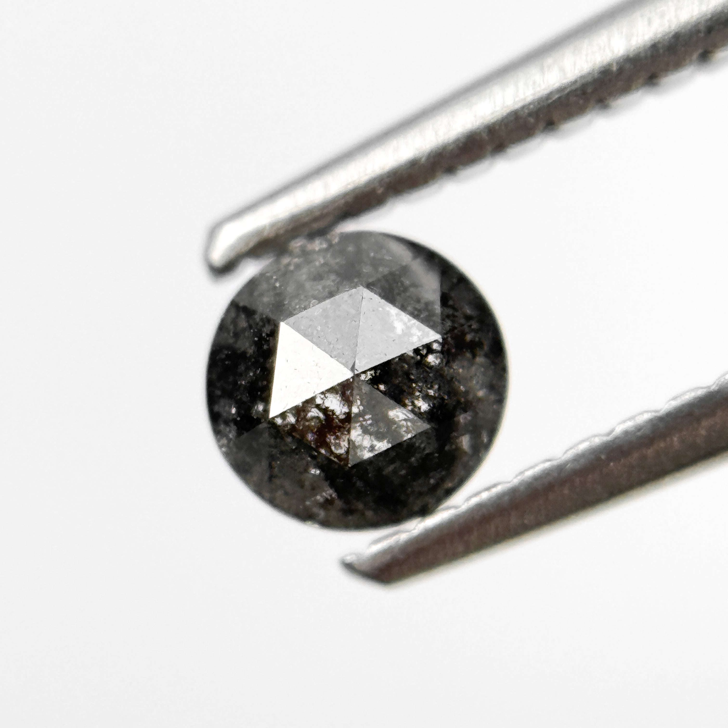 0.43 Ct Round Rose Cut Grey Natural Salt and Pepper Diamond