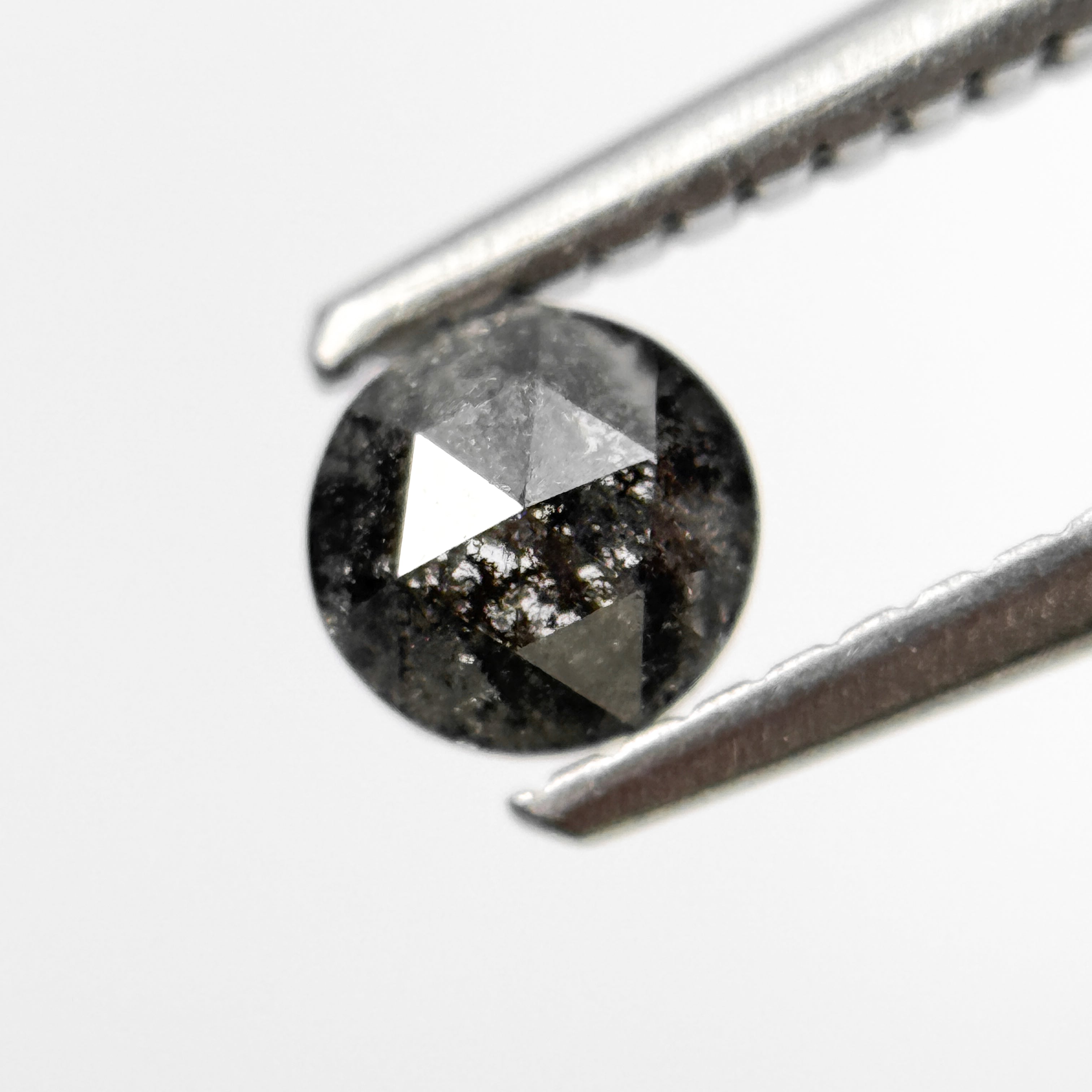 0.43 Ct Round Rose Cut Grey Natural Salt and Pepper Diamond