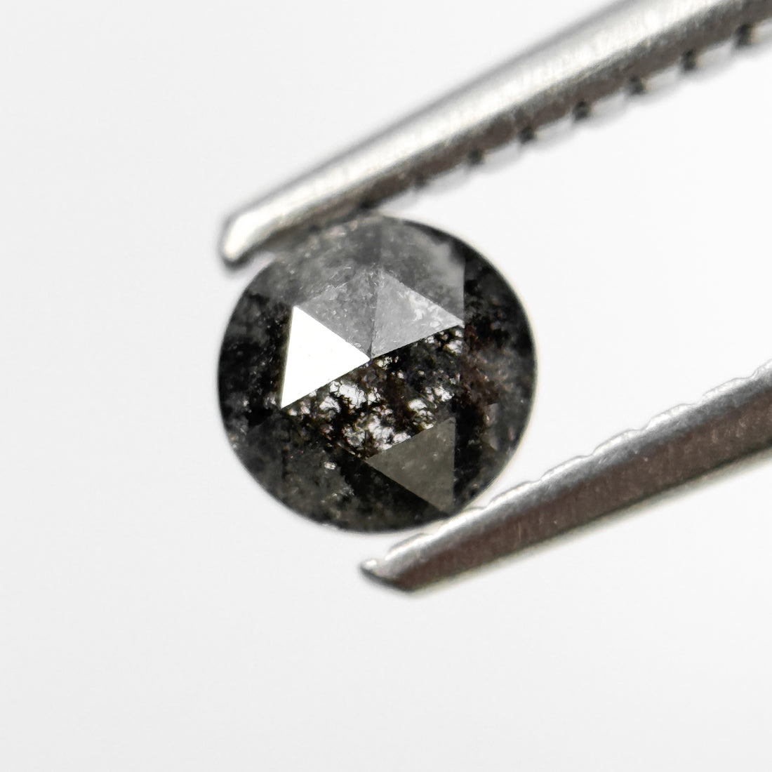 0.43 Ct Round Rose Cut Grey Natural Salt and Pepper Diamond