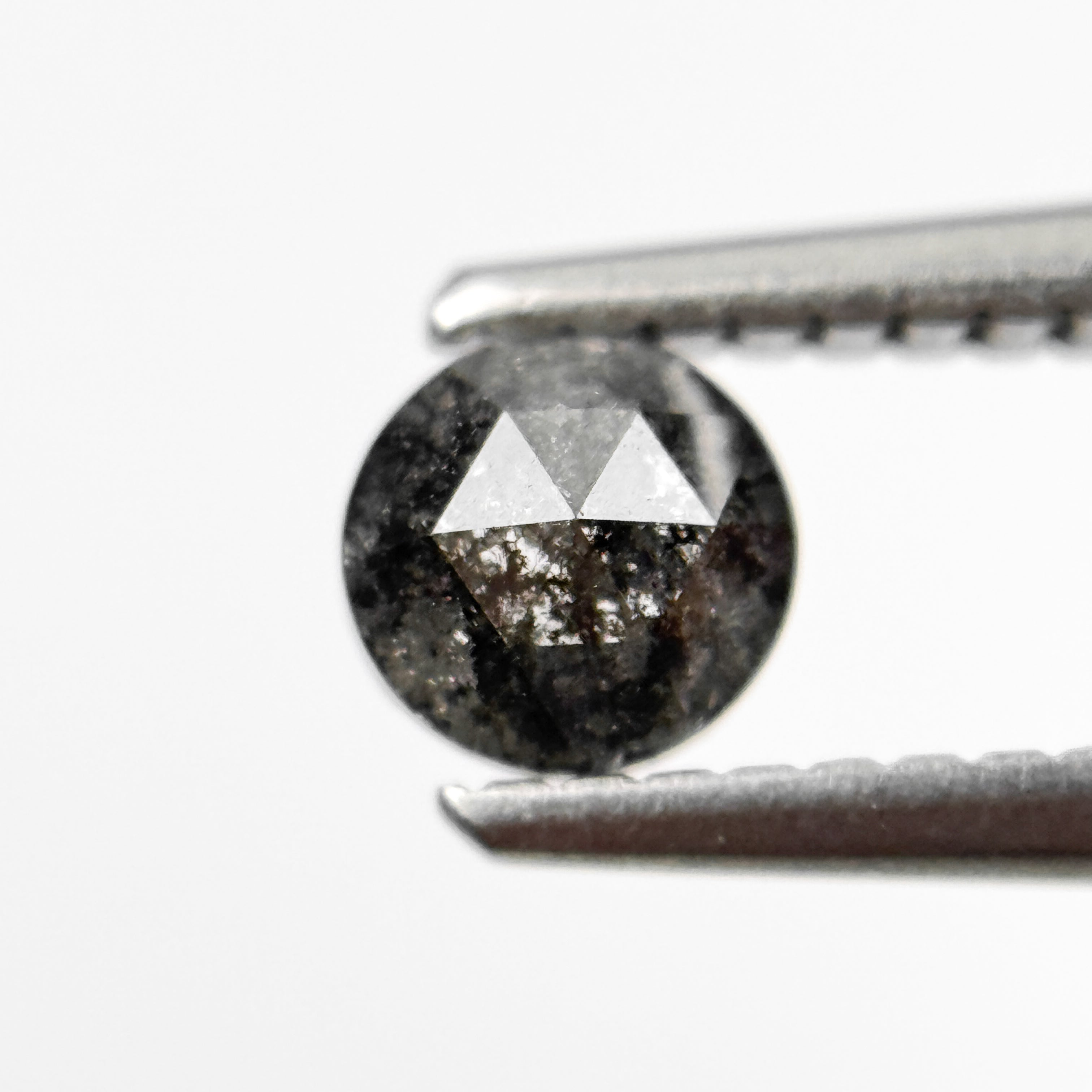 0.43 Ct Round Rose Cut Grey Natural Salt and Pepper Diamond