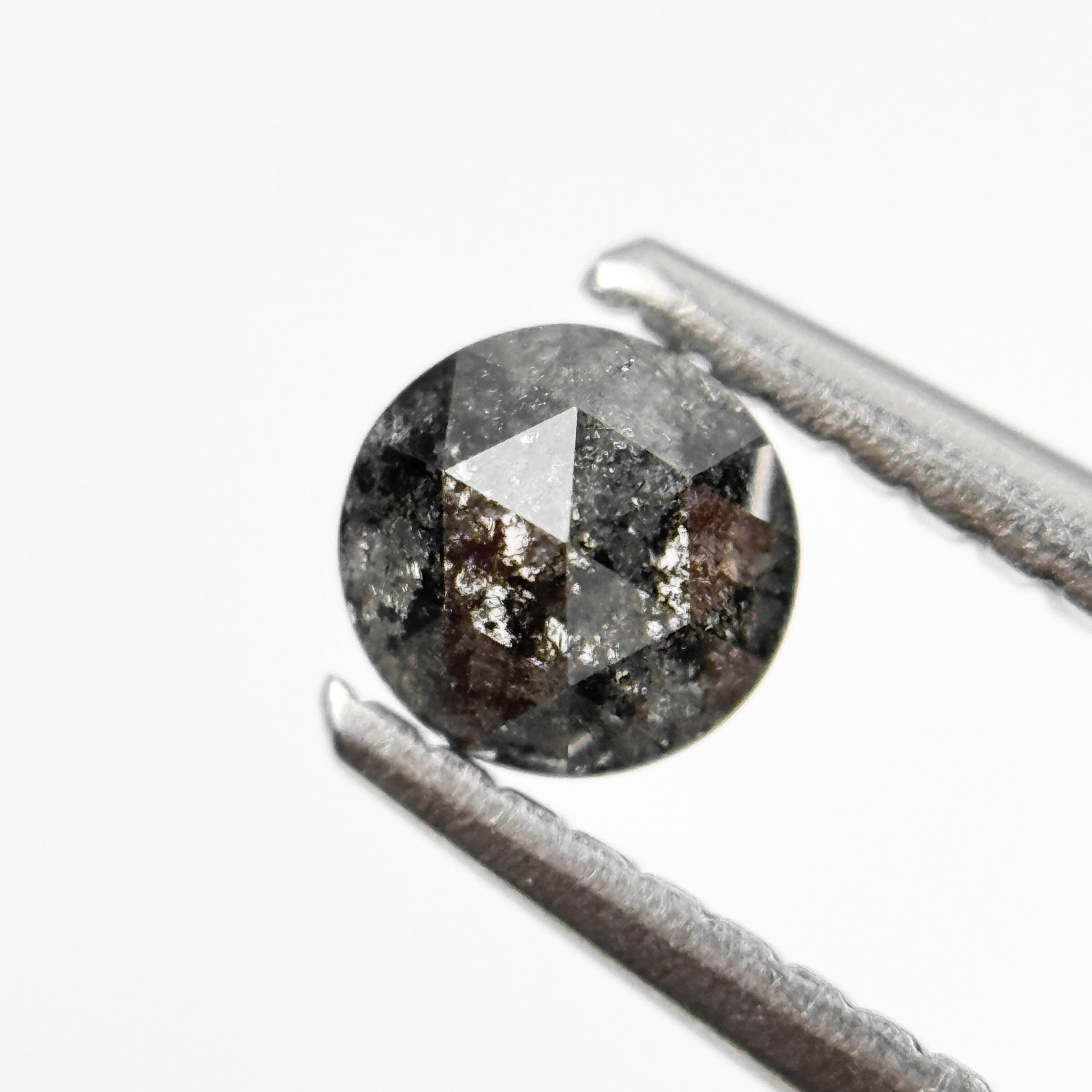 0.43 Ct Round Rose Cut Grey Natural Salt and Pepper Diamond