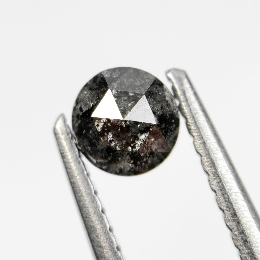 0.43 Ct Round Rose Cut Grey Natural Salt and Pepper Diamond