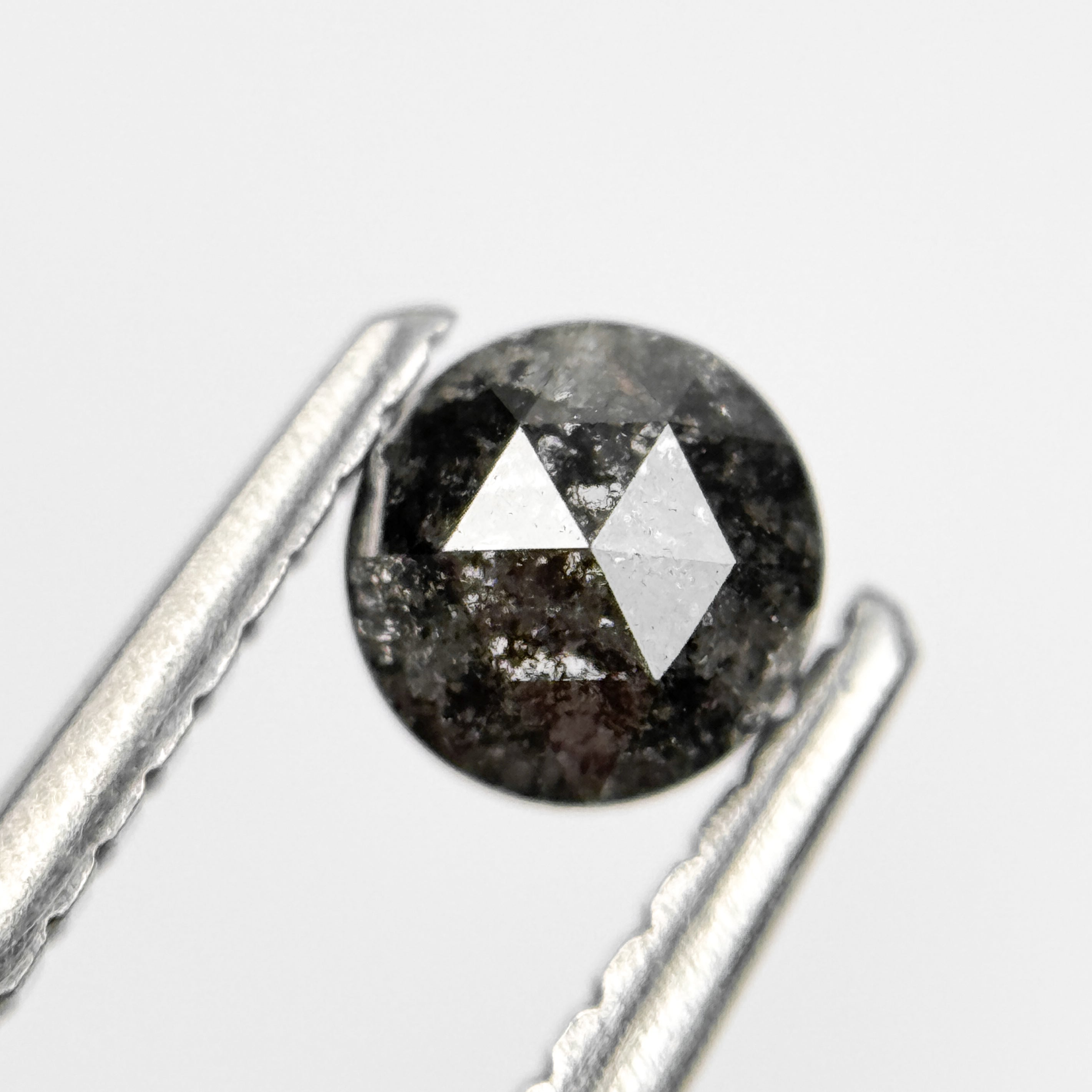 0.43 Ct Round Rose Cut Grey Natural Salt and Pepper Diamond