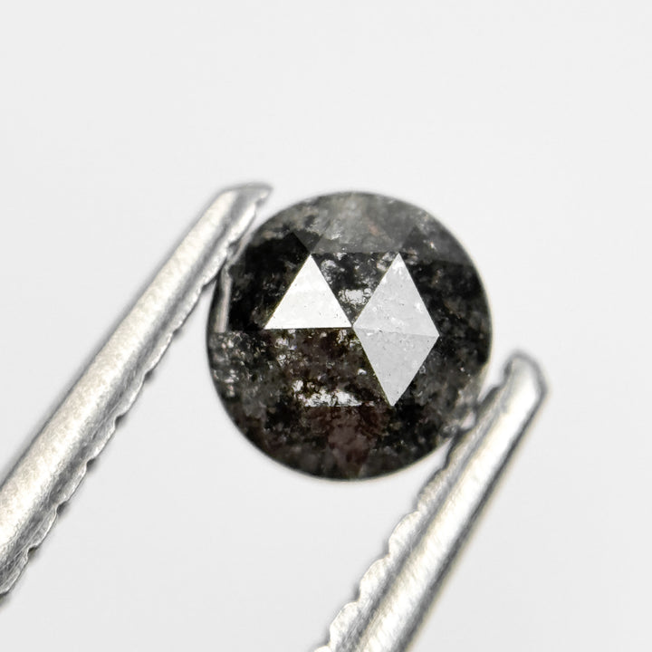 0.43 Ct Round Rose Cut Grey Natural Salt and Pepper Diamond