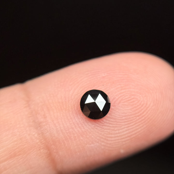 1.0 Ct Round Rose Cut Black Natural Minimalist Salt and Pepper Diamond