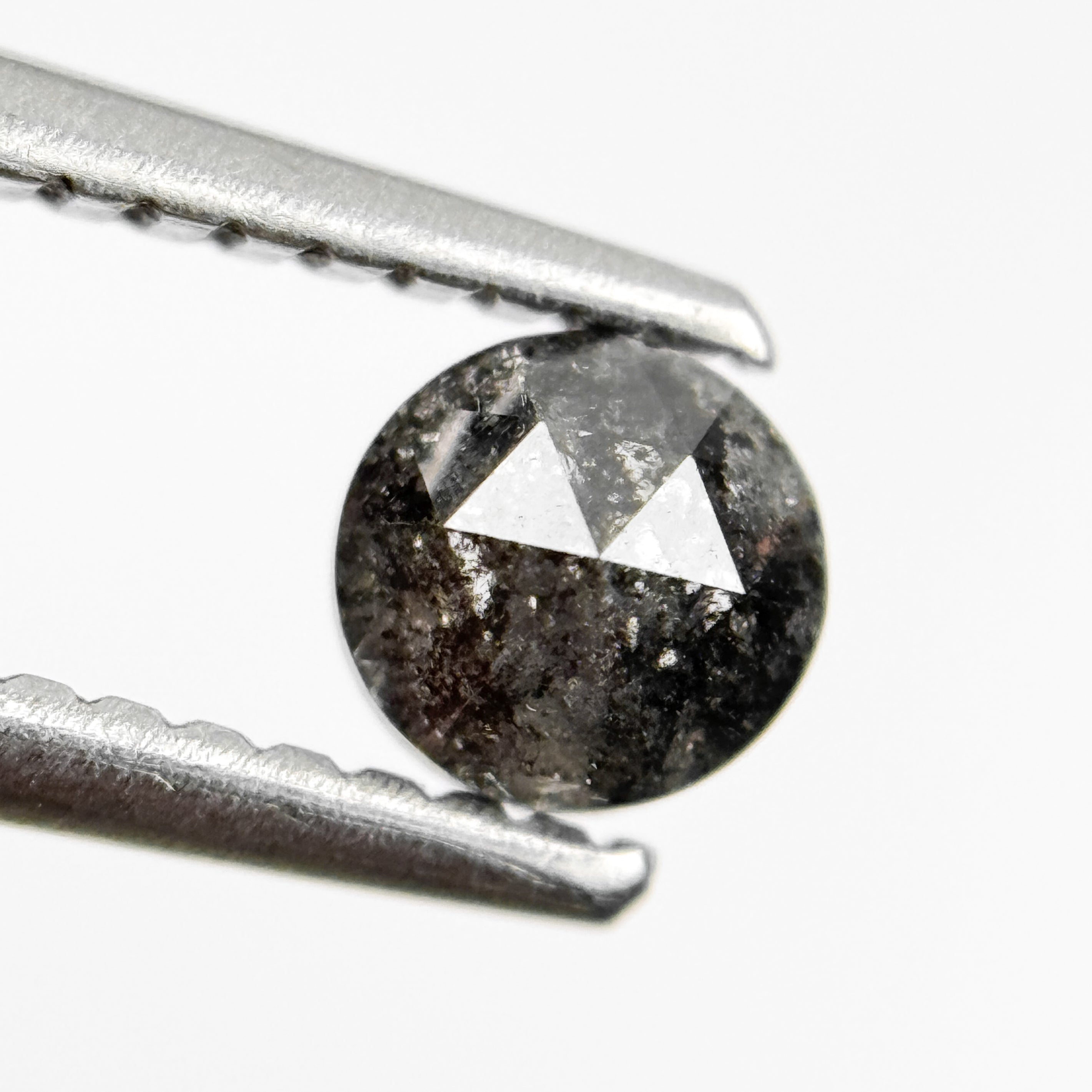 0.43 Ct Round Rose Cut Grey Natural Salt and Pepper Diamond