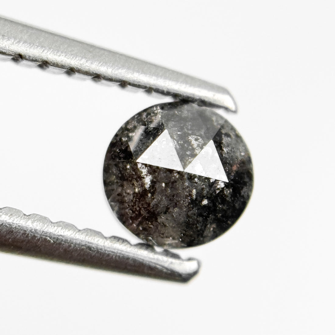 0.43 Ct Round Rose Cut Grey Natural Salt and Pepper Diamond